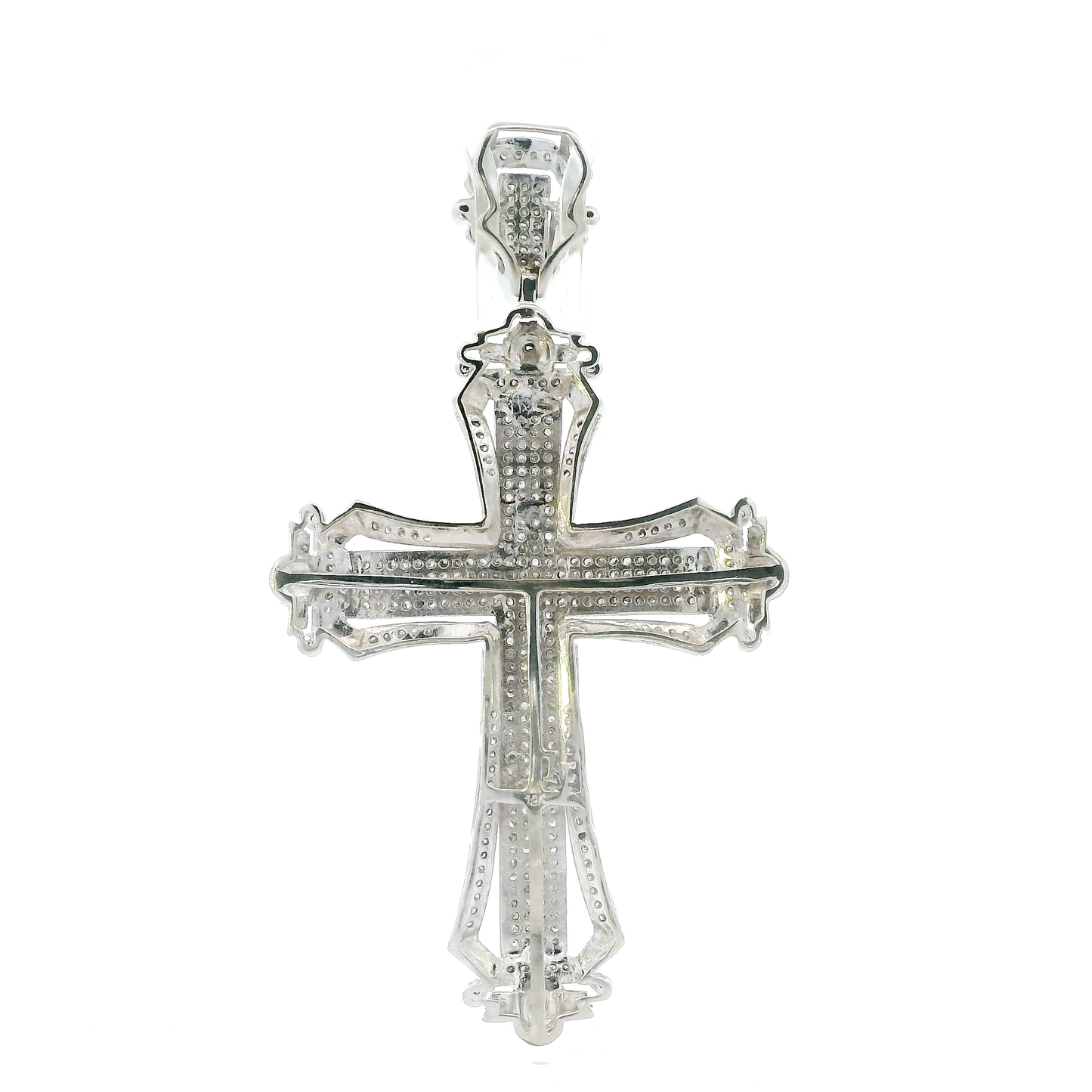 10K White Gold Diamond Cross Pendant - 1.05ct
