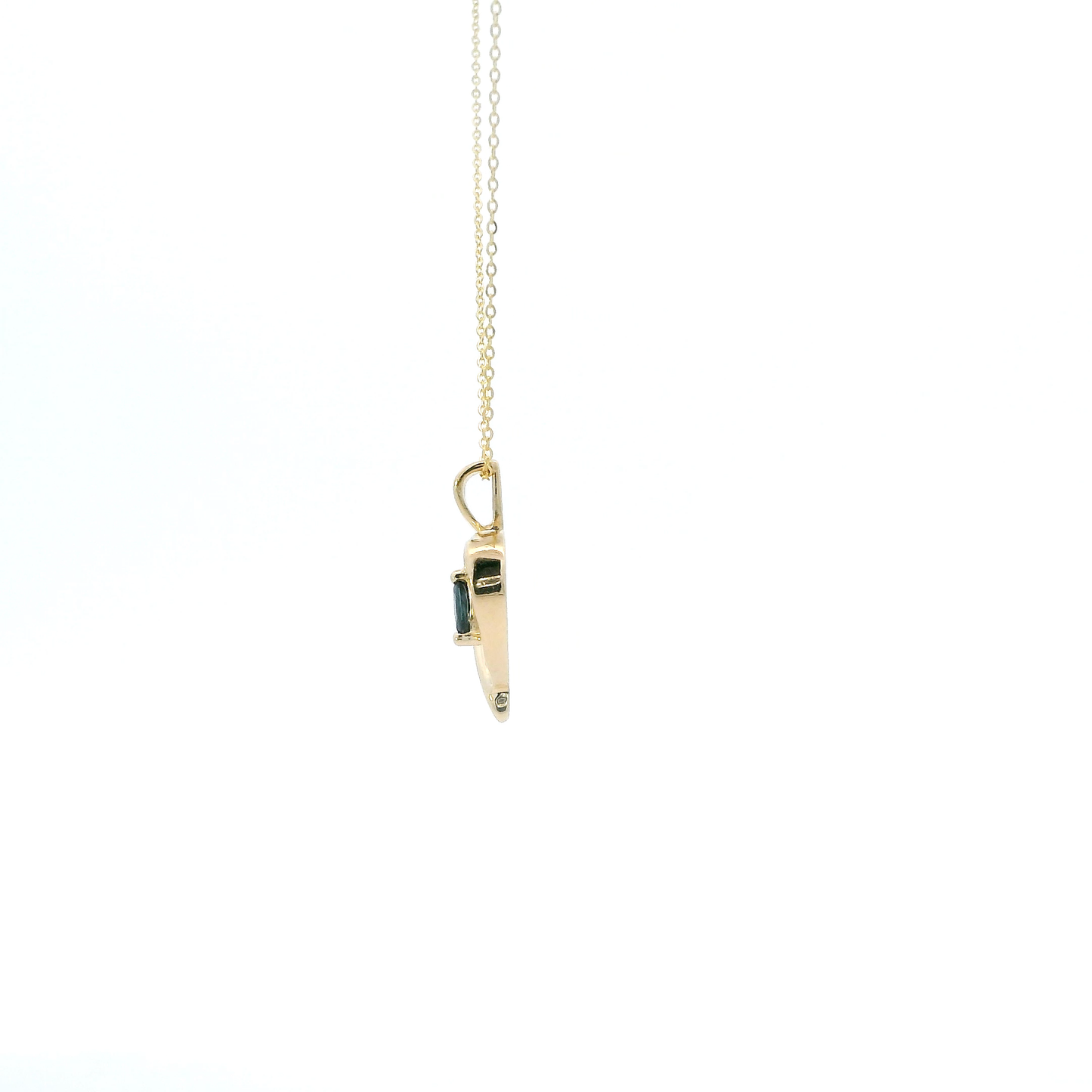 14K Yellow Gold Sapphire & Diamond Heart Pendant & 20" Cable Chain - 0.02ct