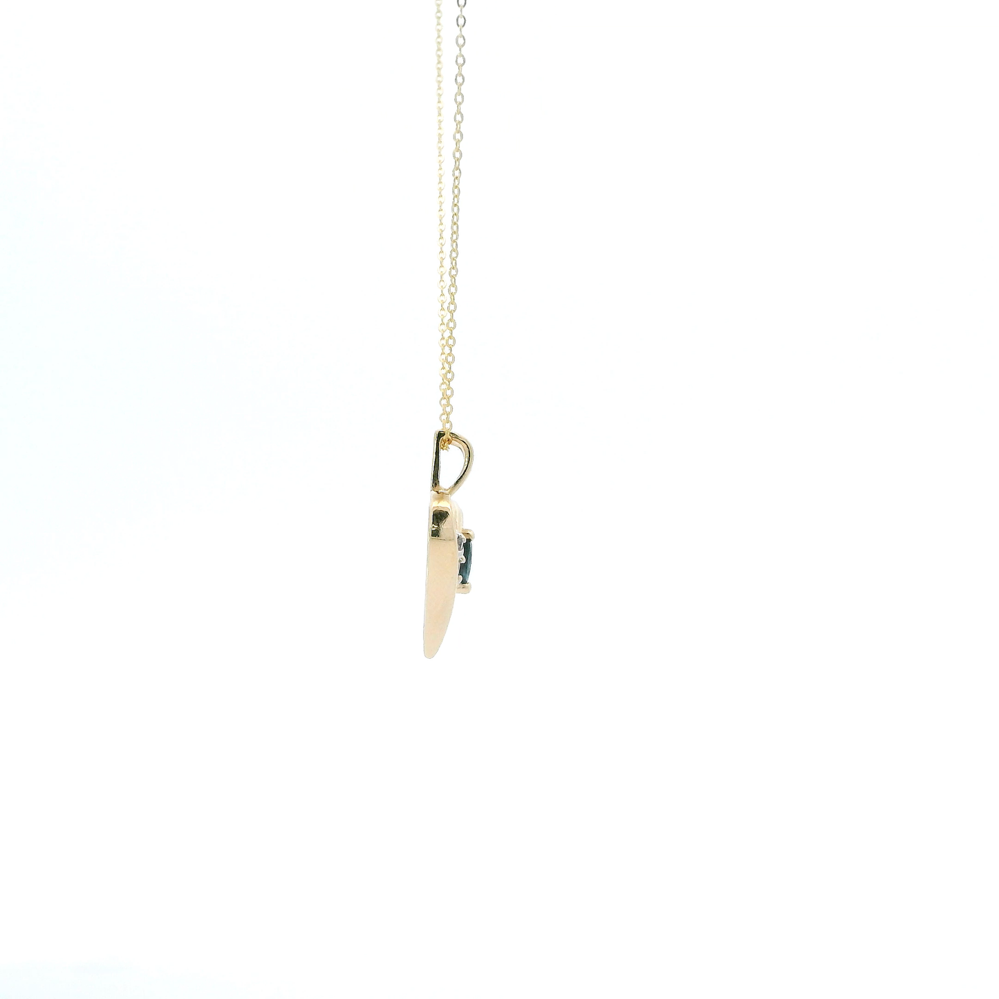14K Yellow Gold Sapphire & Diamond Heart Pendant & 20" Cable Chain - 0.02ct