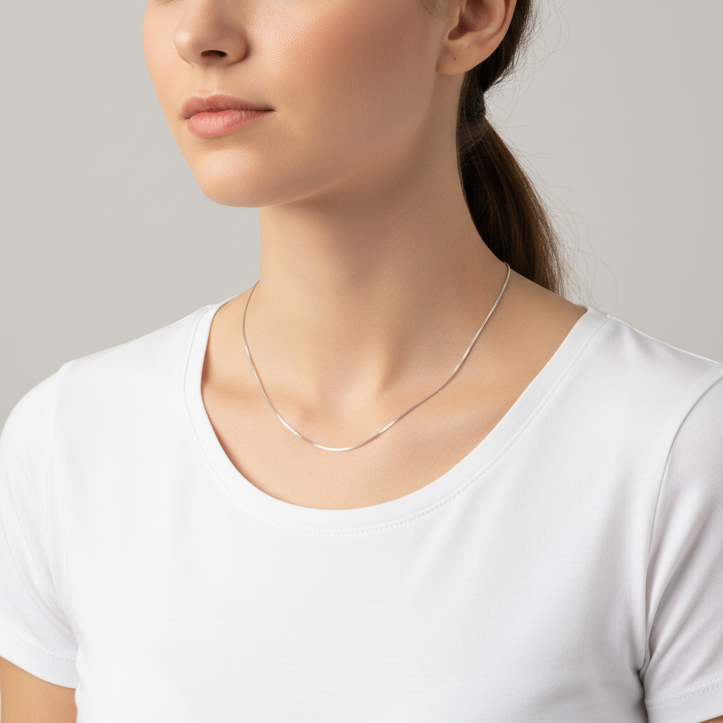 14K White Gold 22.5" Box Chain