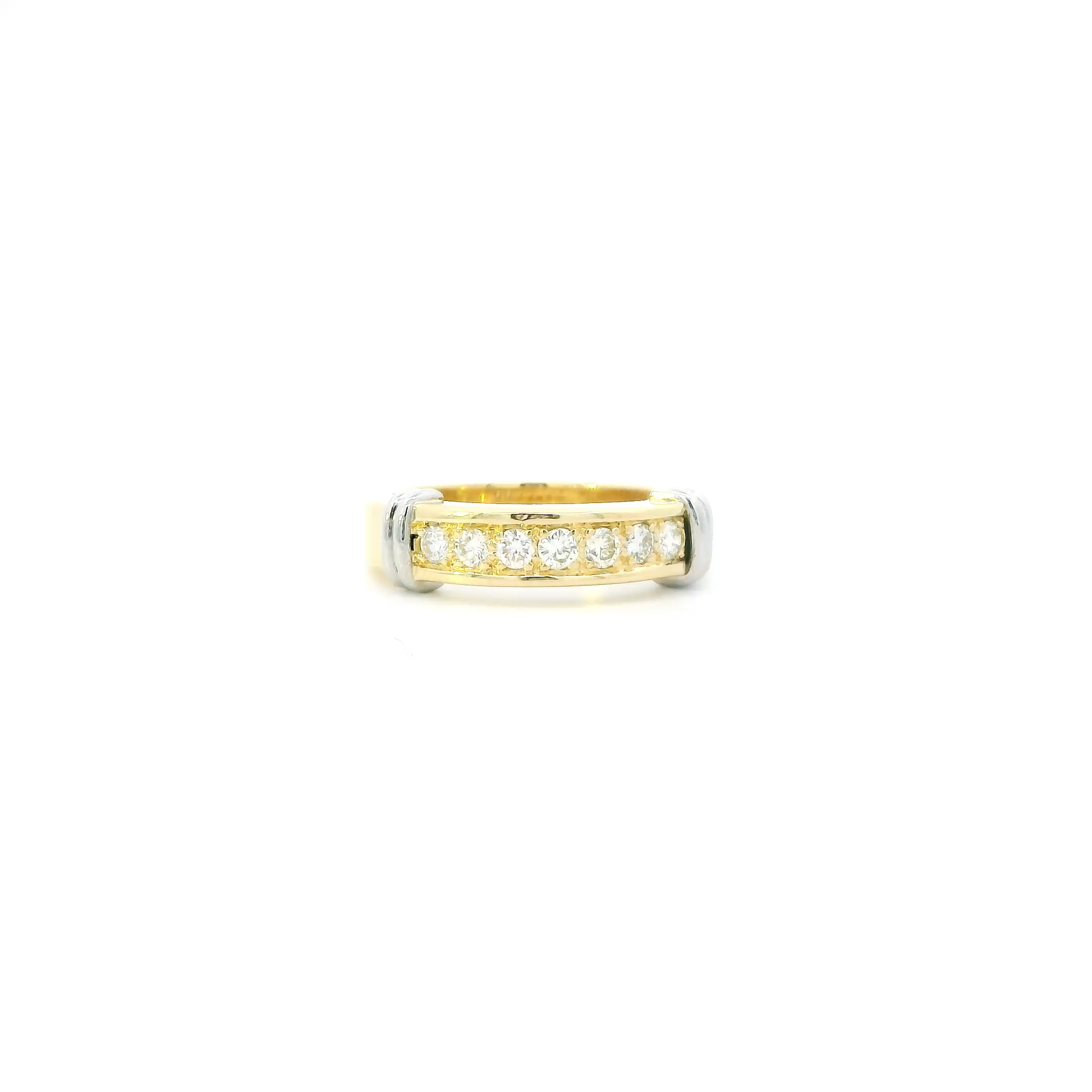 18K Yellow & White Gold Diamond Mens Ring- 0.42ct