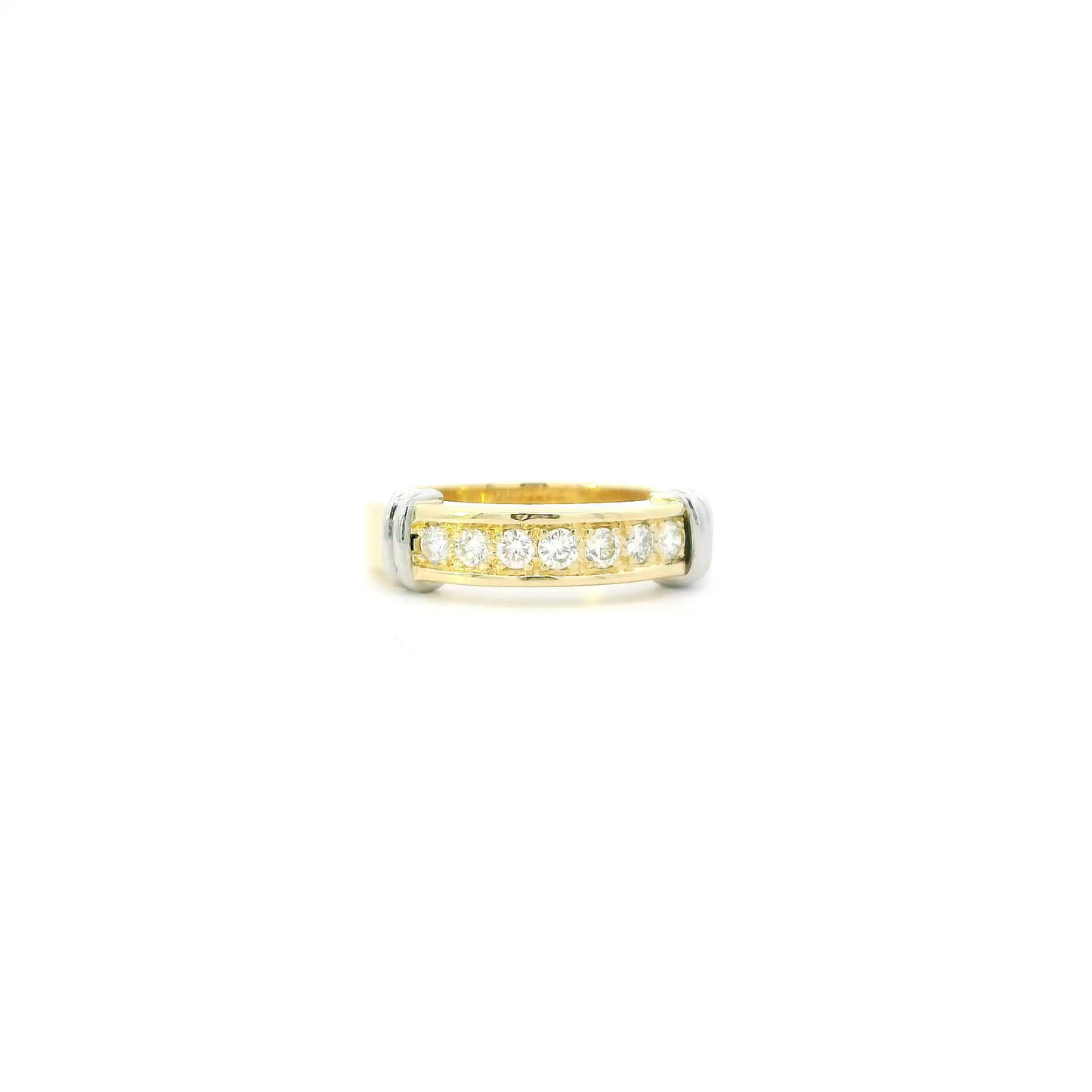 18K Yellow & White Gold Diamond Mens Ring- 0.42ct