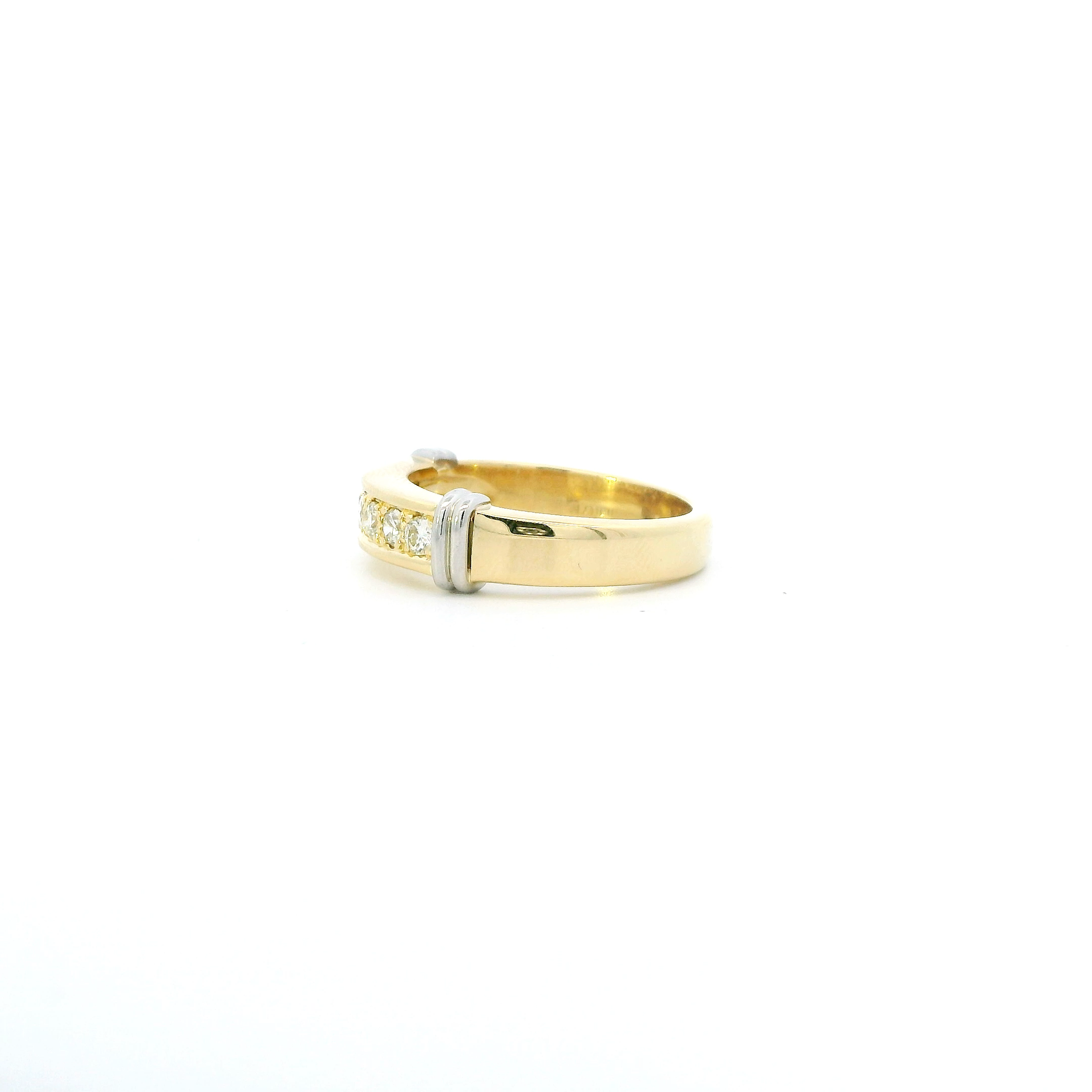 18K Yellow & White Gold Diamond Mens Ring- 0.42ct