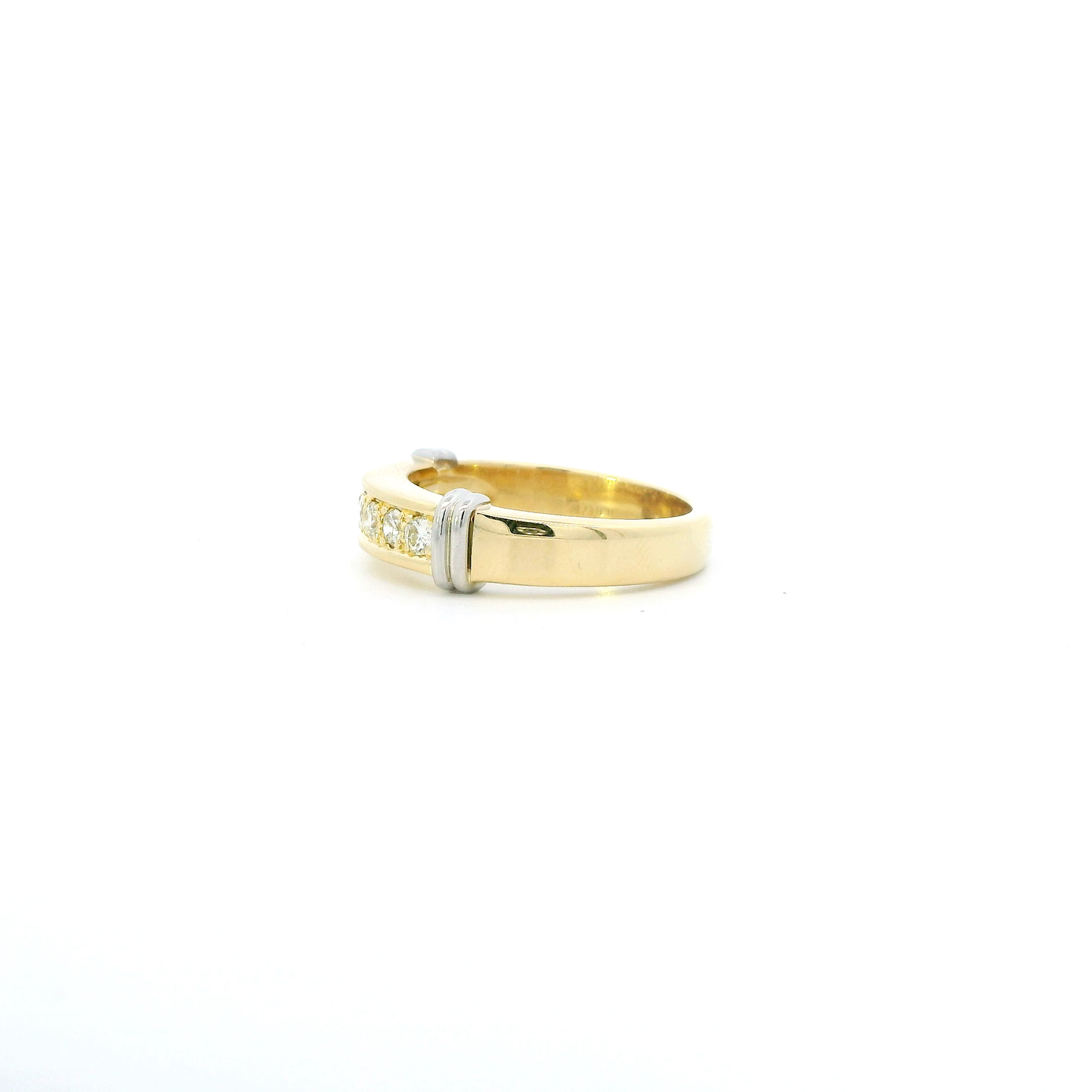 18K Yellow & White Gold Diamond Mens Ring- 0.42ct
