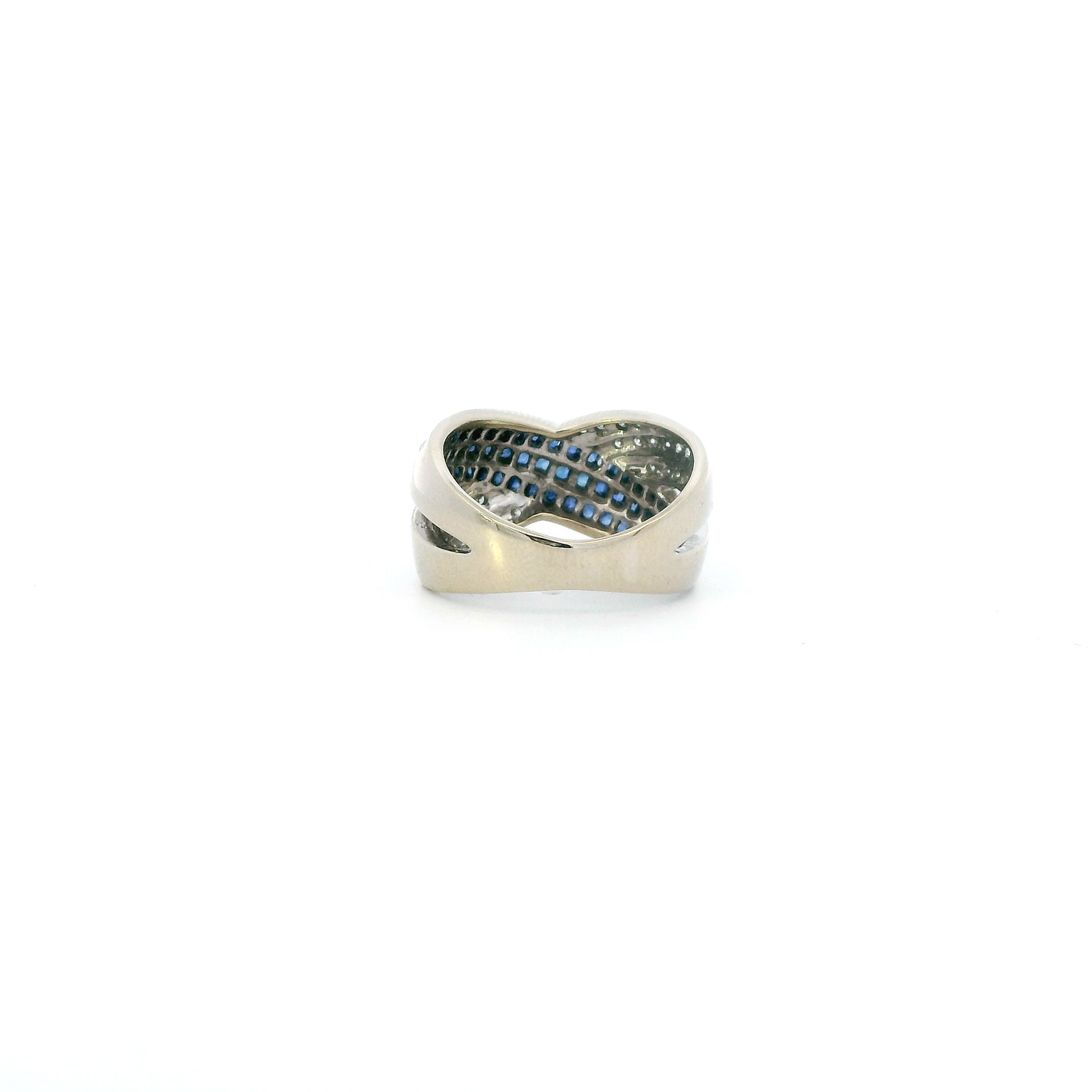 18K White Gold "Levian" Sapphire And Diamond Crossover Womens Ring - 0.43ct