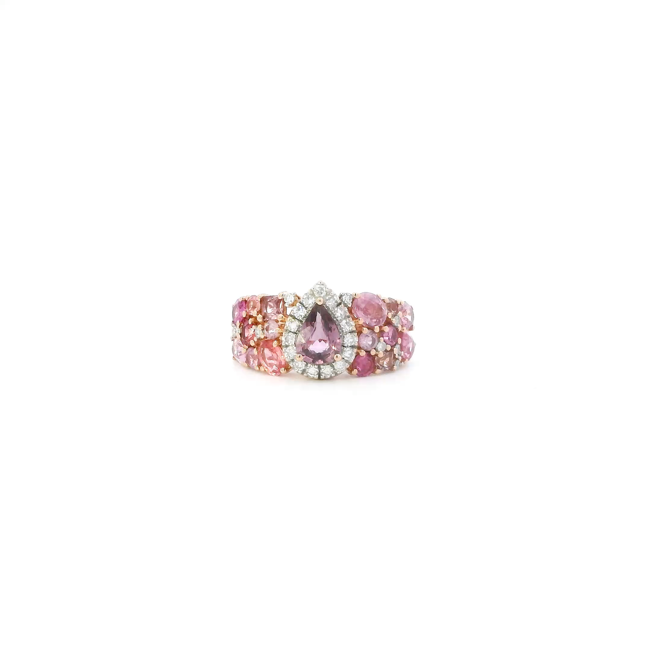 14K Rose Gold Sapphire & Diamond Womens Ring