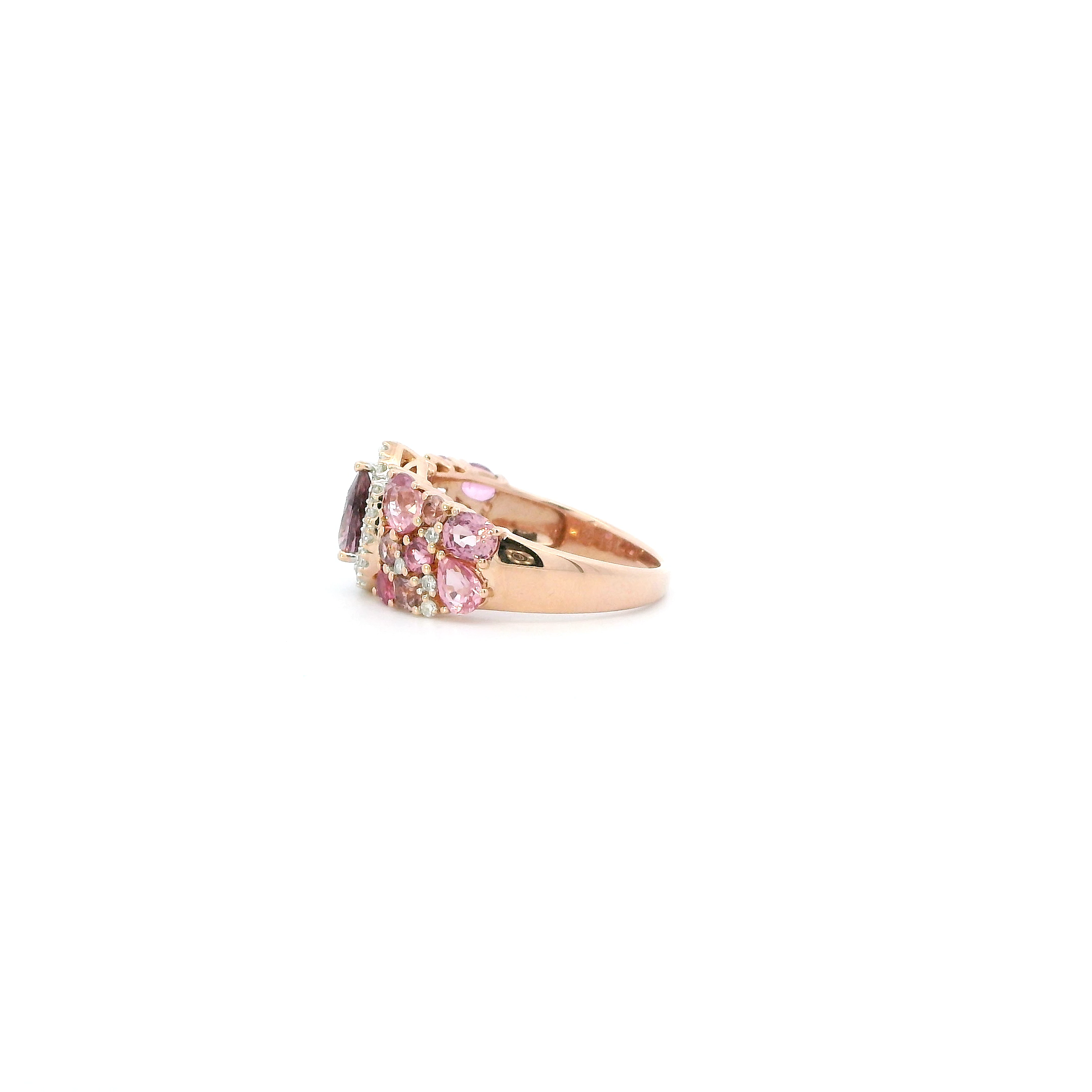 14K Rose Gold Sapphire & Diamond Womens Ring