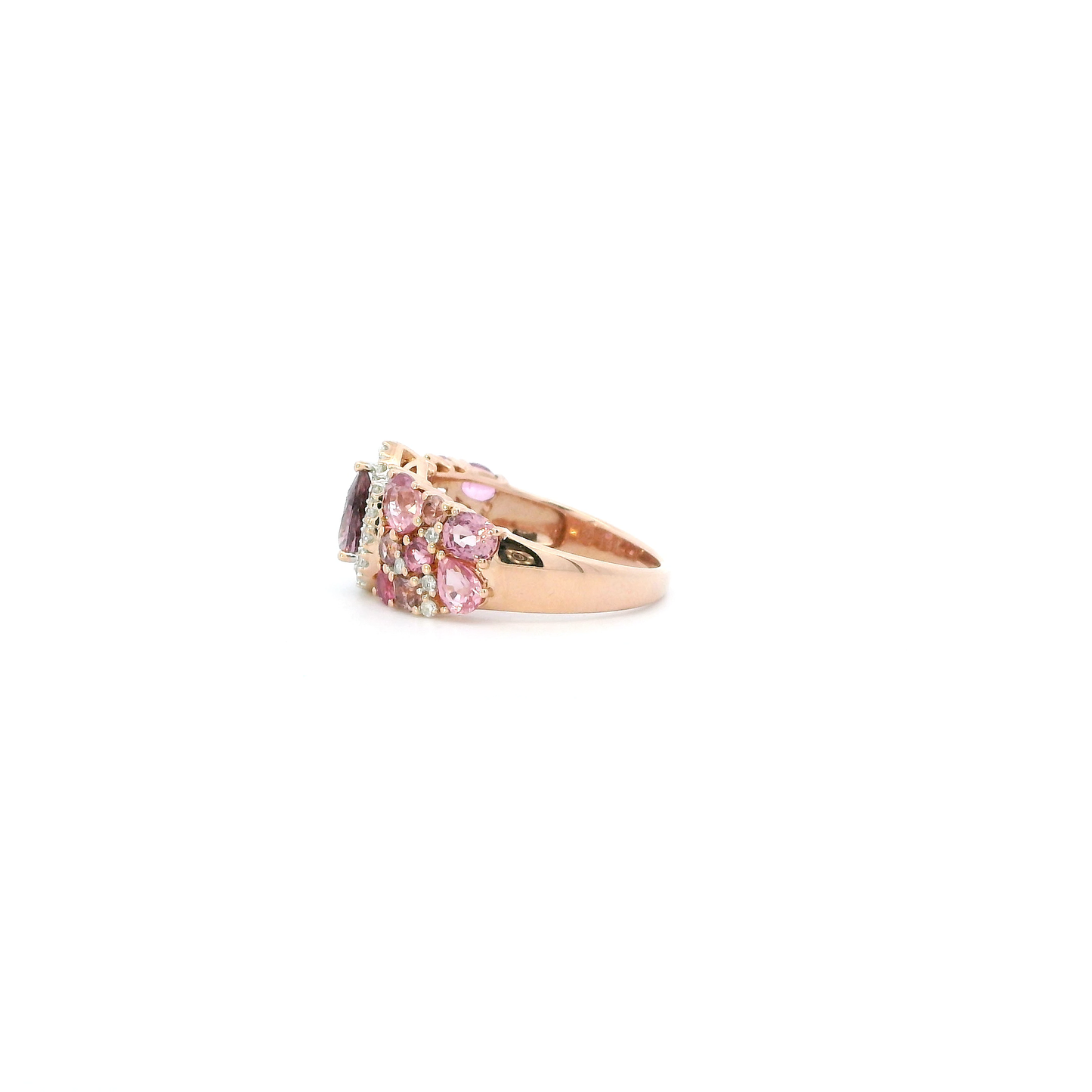 14K Rose Gold Sapphire & Diamond Womens Ring