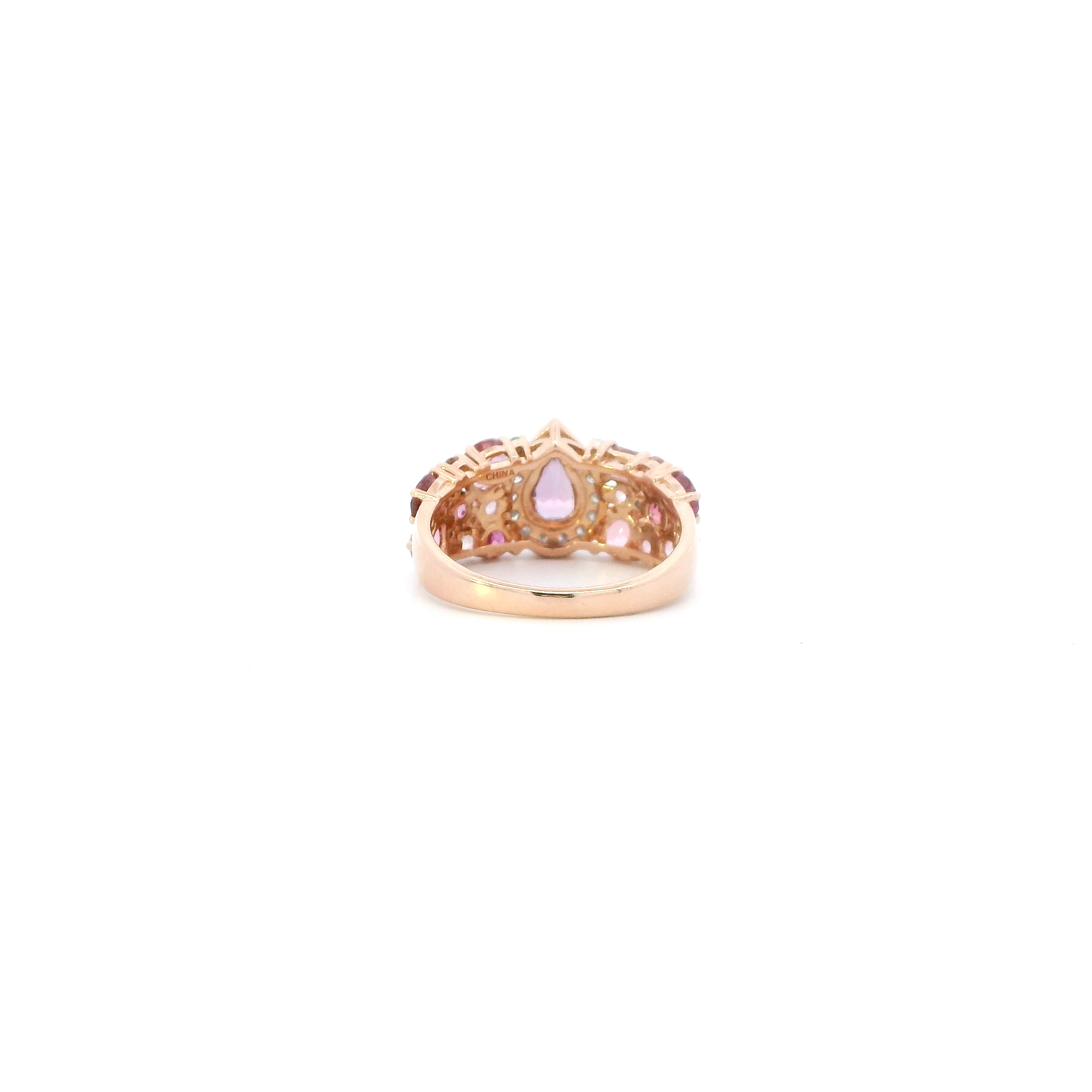 14K Rose Gold Sapphire & Diamond Womens Ring