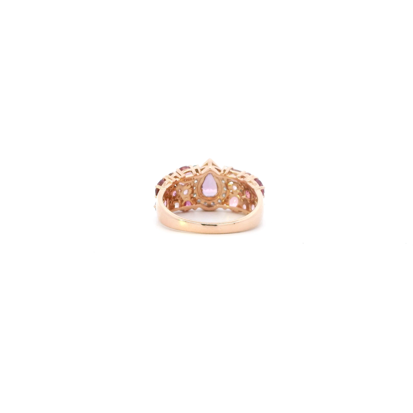 14K Rose Gold Sapphire & Diamond Womens Ring