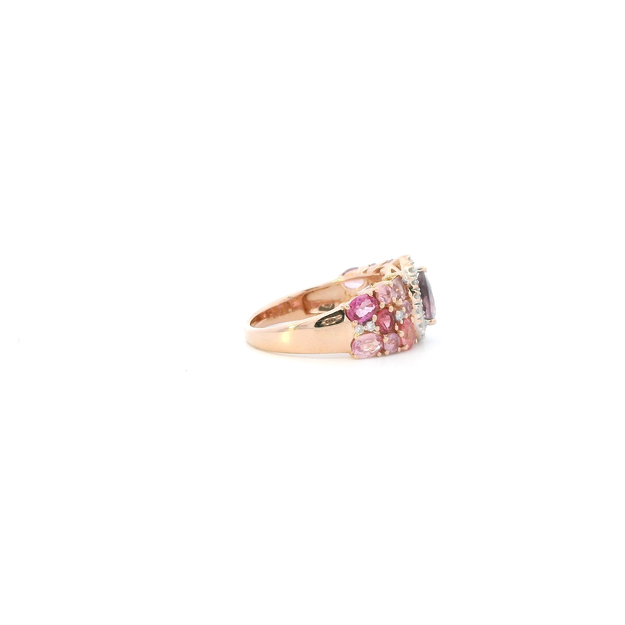 14K Rose Gold Sapphire & Diamond Womens Ring