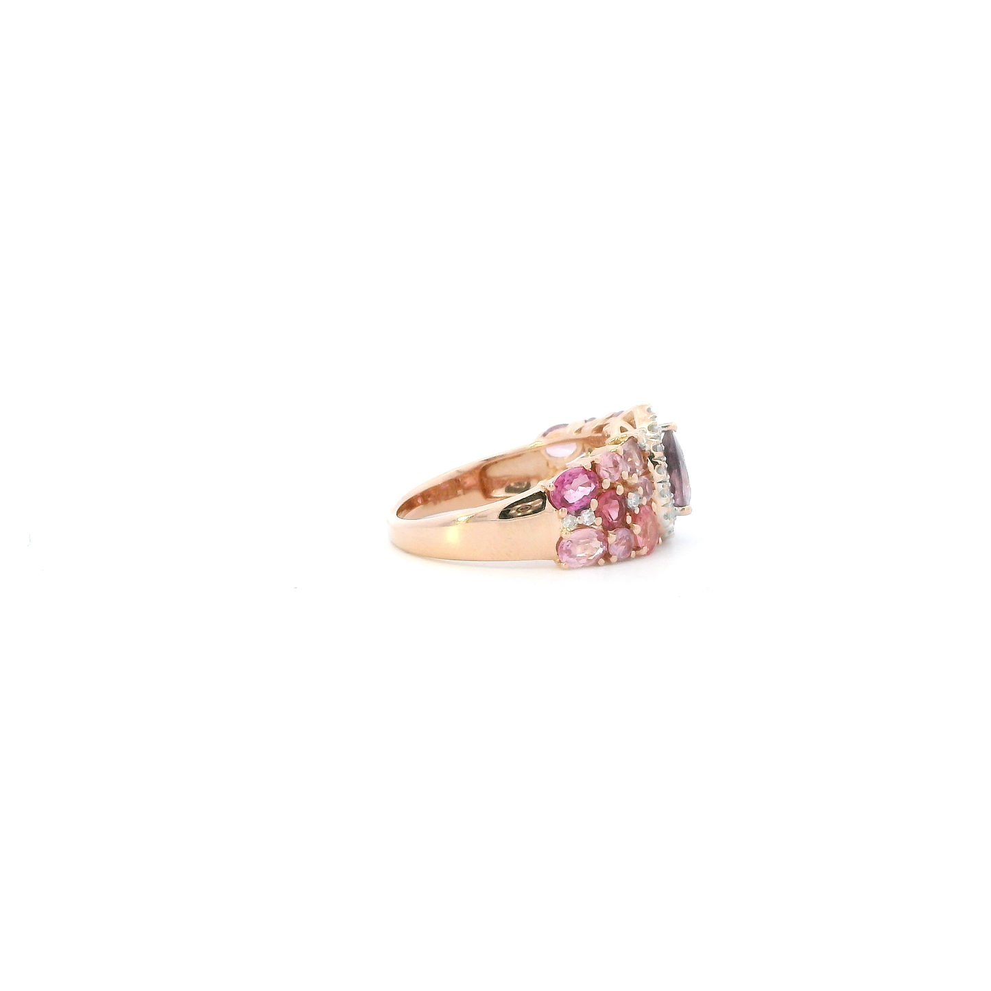 14K Rose Gold Sapphire & Diamond Womens Ring