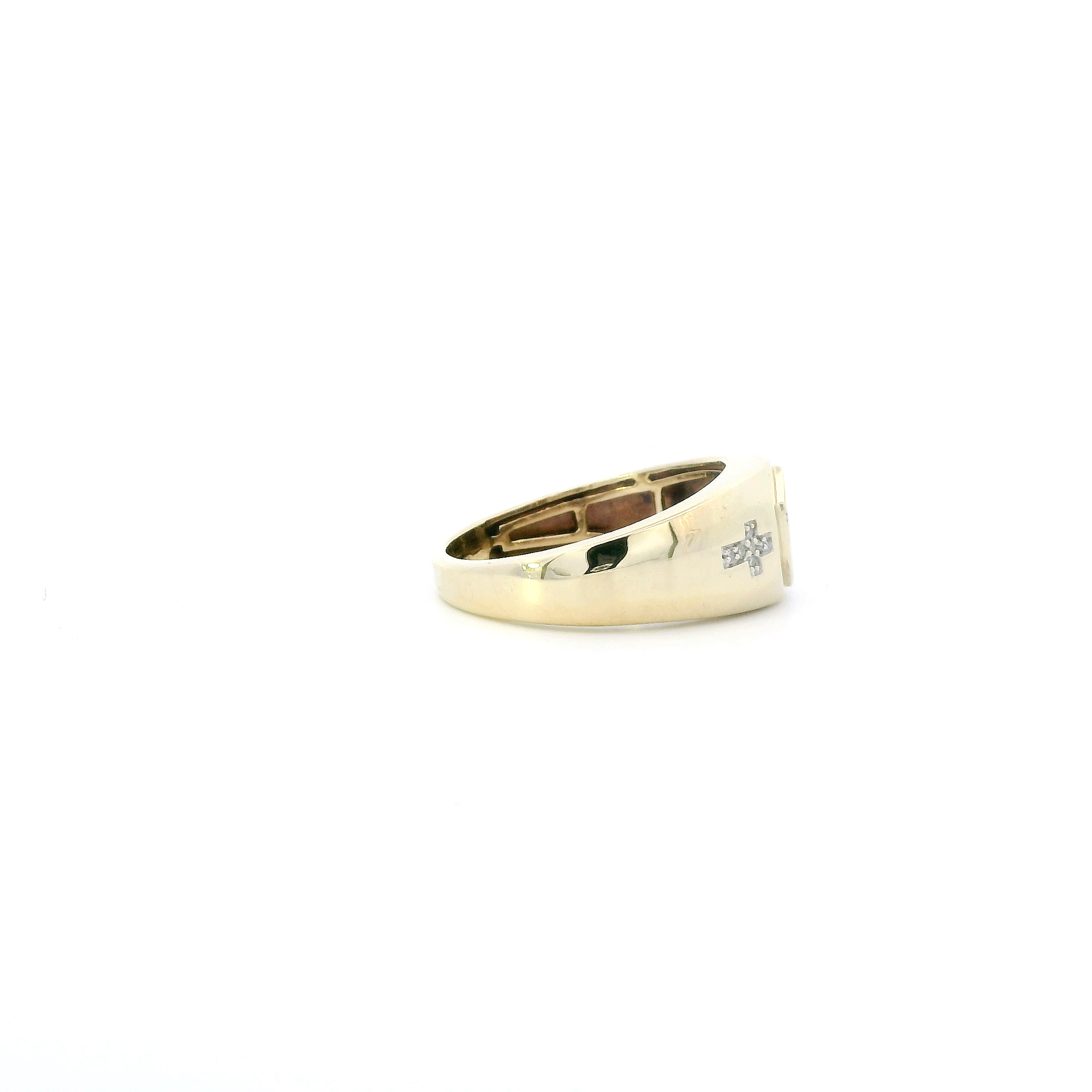 10K Yellow Gold Diamond Cross Ring