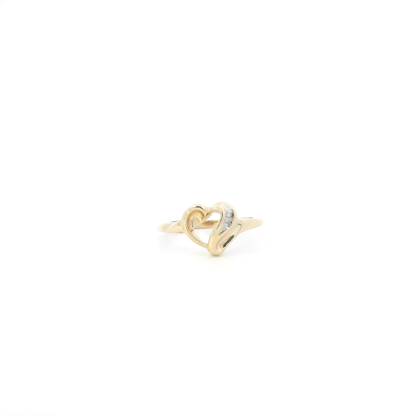 10K Yellow Gold Heart Womens Ring
