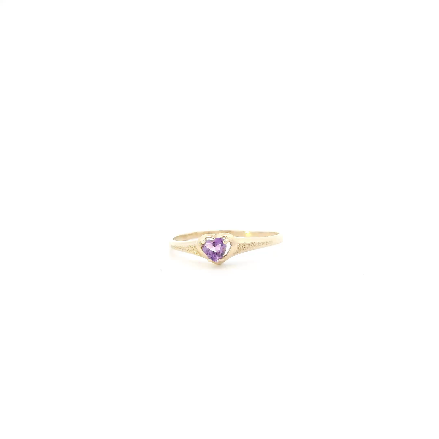 10K Yellow Gold Heart Amethyst Womens Ring