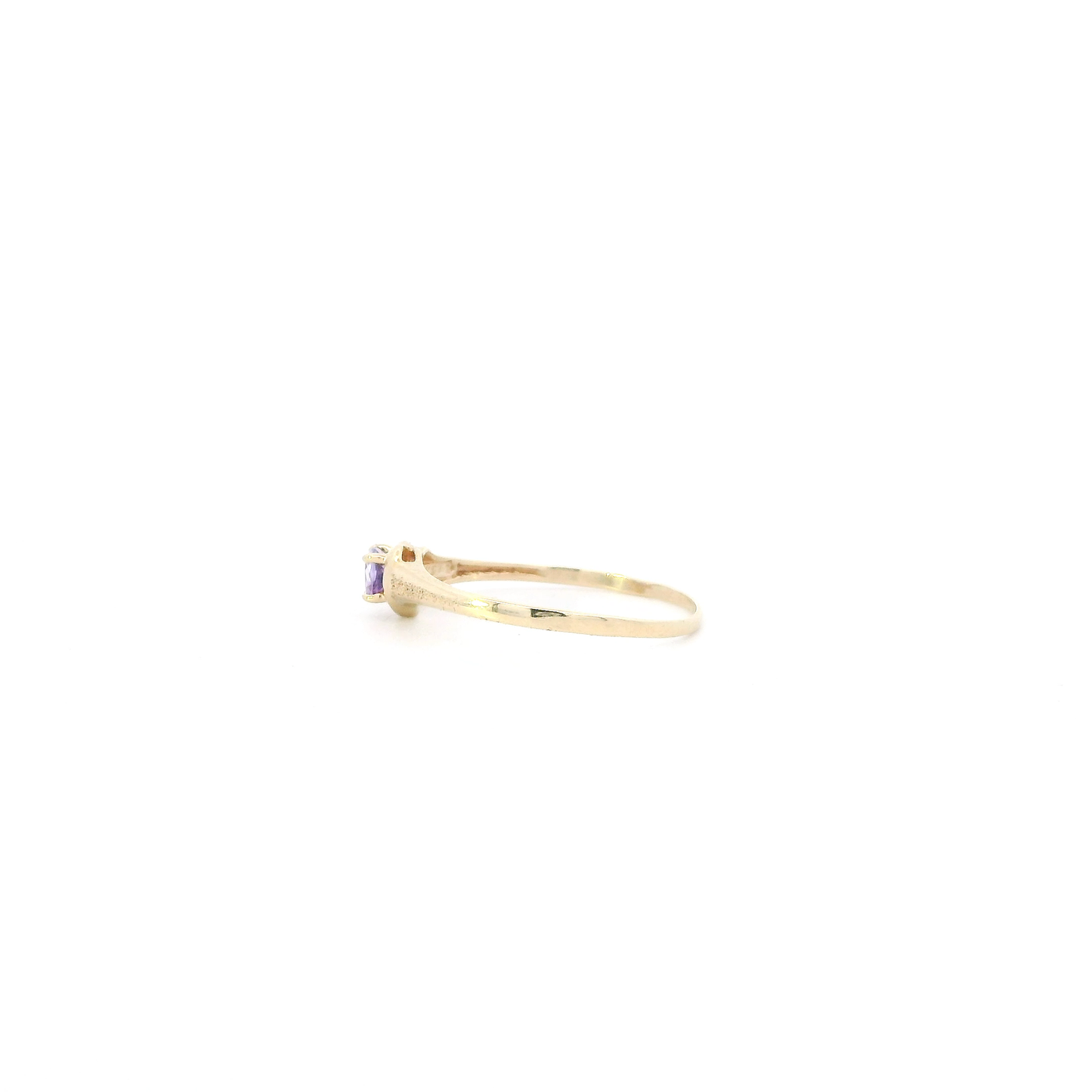 10K Yellow Gold Heart Amethyst Womens Ring