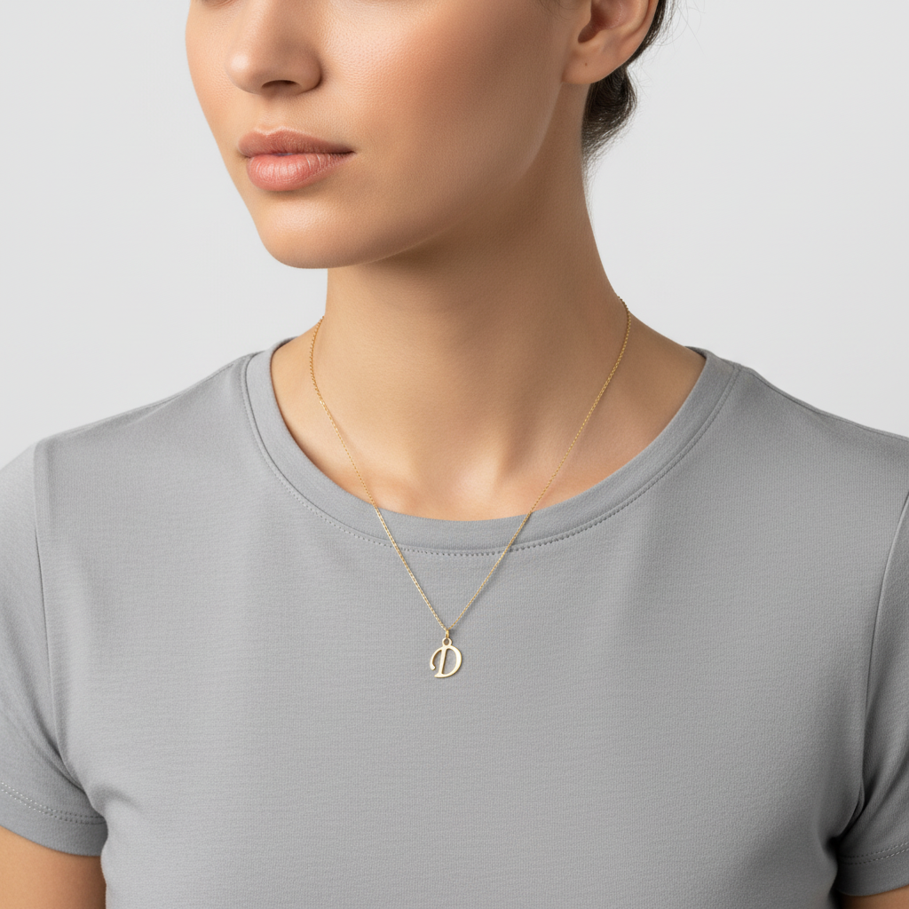 18K Yellow Gold Letter "D" Pendant
