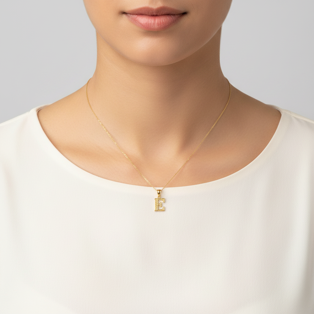 10K Yellow Gold Diamond Cut Letter 