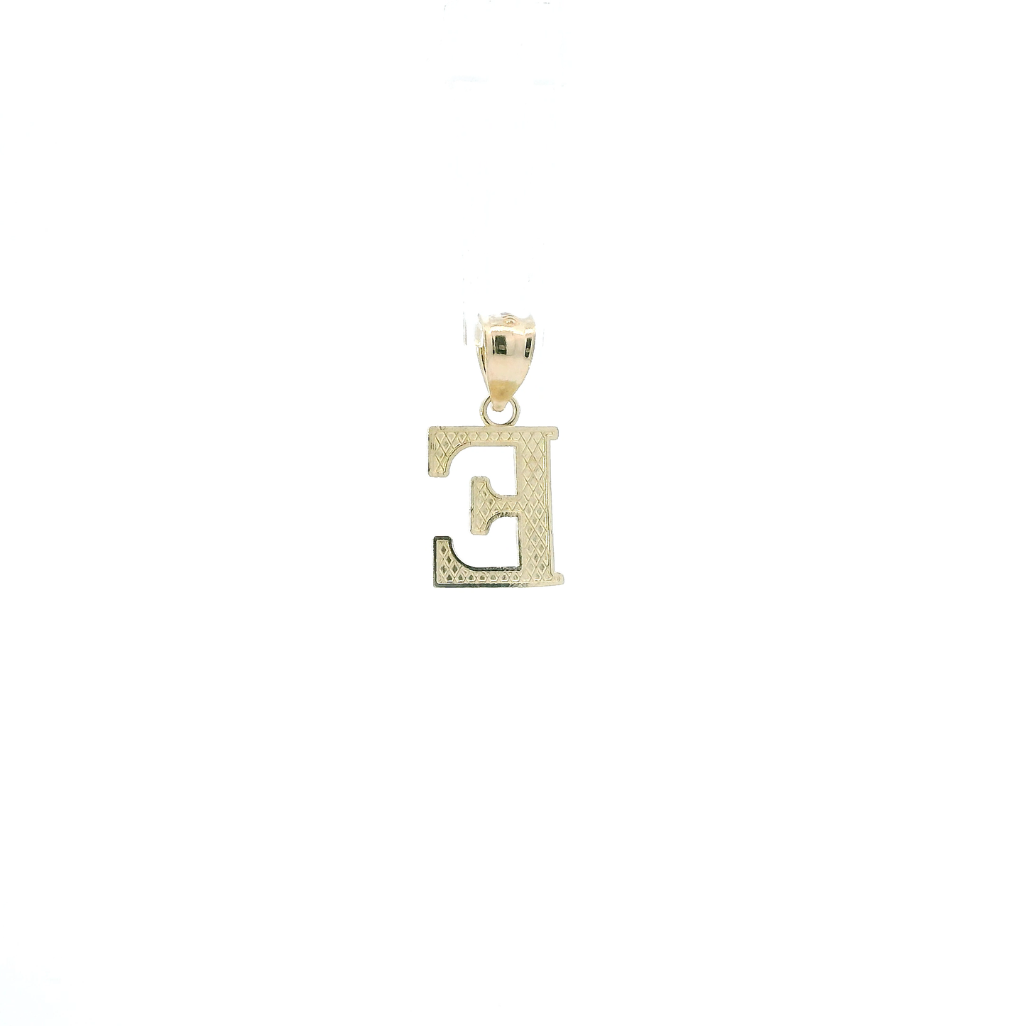10K Yellow Gold Diamond Cut Letter "E" Pendant