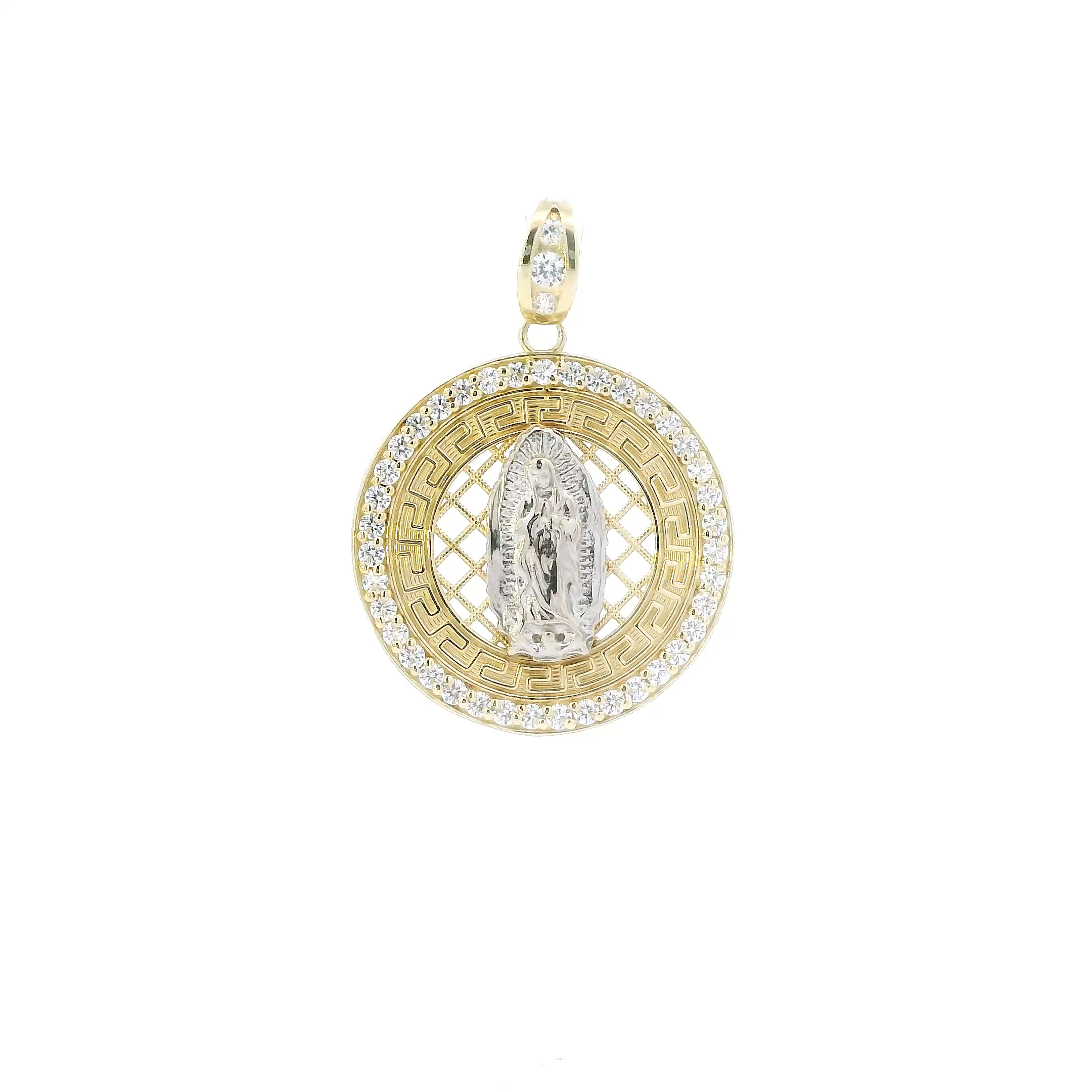 10K Yellow & White Gold Religious Greek Design Pendant
