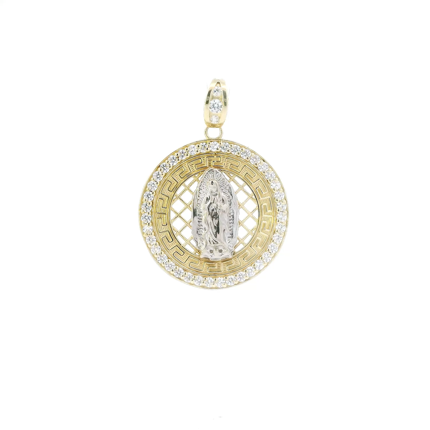 10K Yellow & White Gold Religious Greek Design Pendant