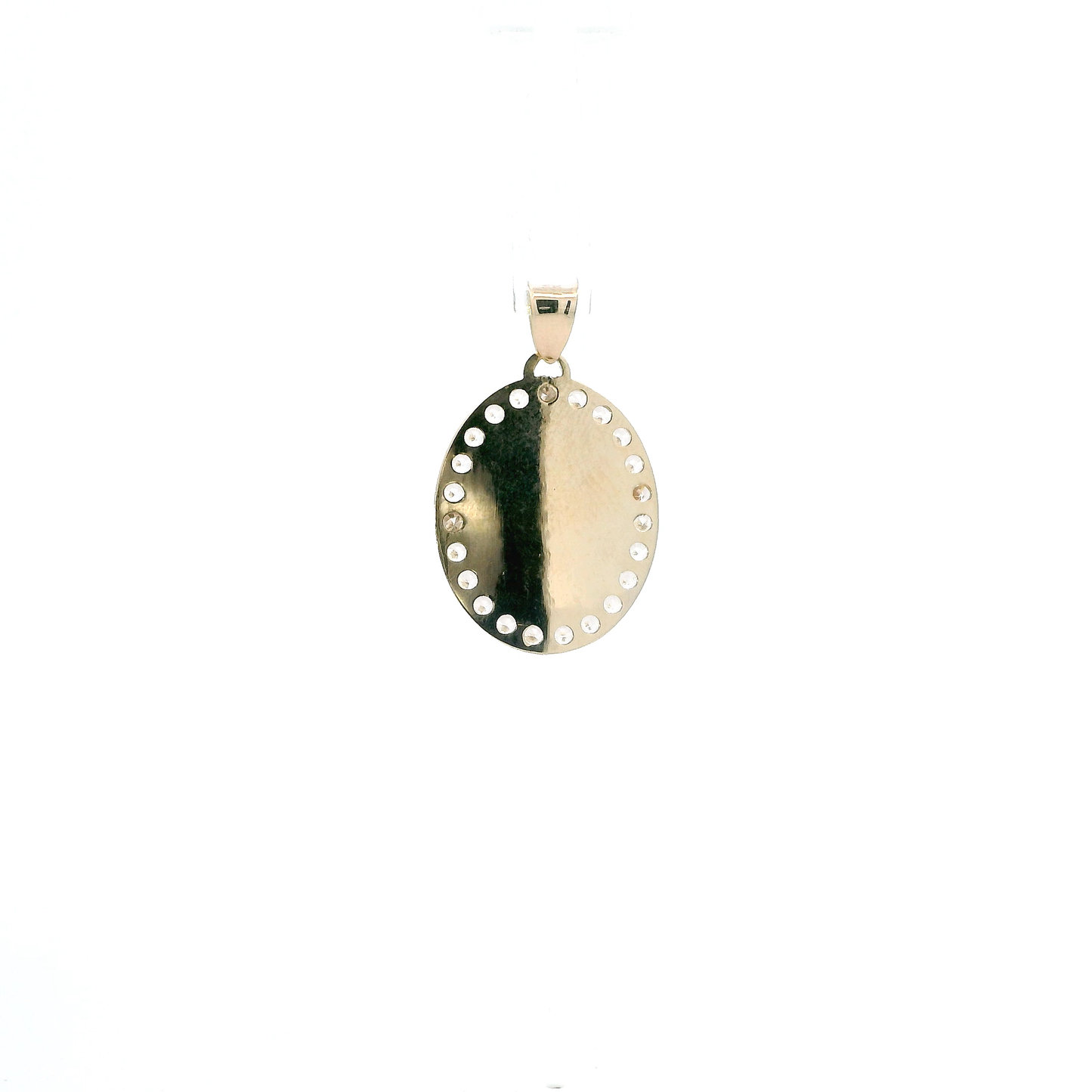 14K Yellow & Rose Gold Oval Virgin Mary Pendant