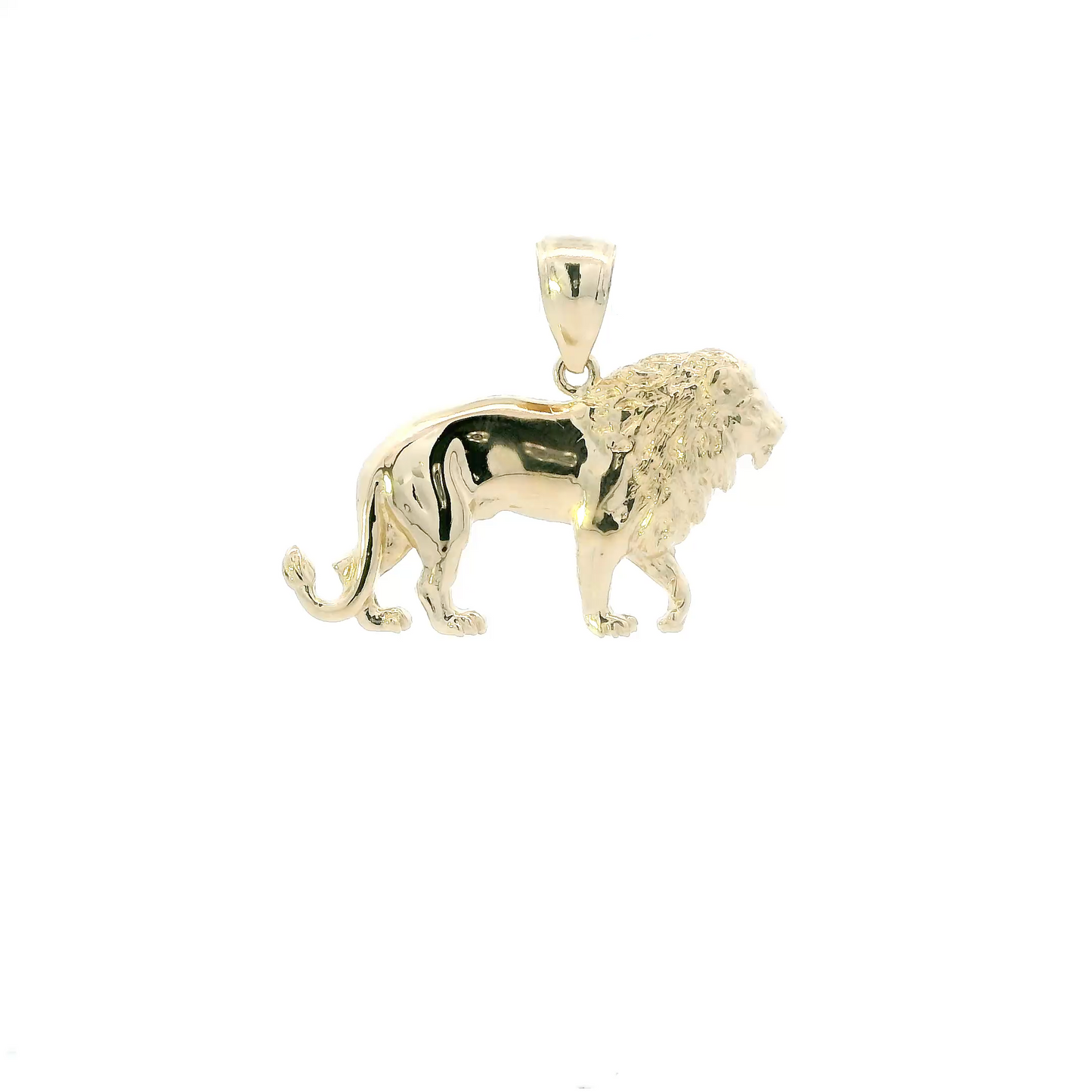 14K Yellow Gold Diamond Cut Lion Pendant