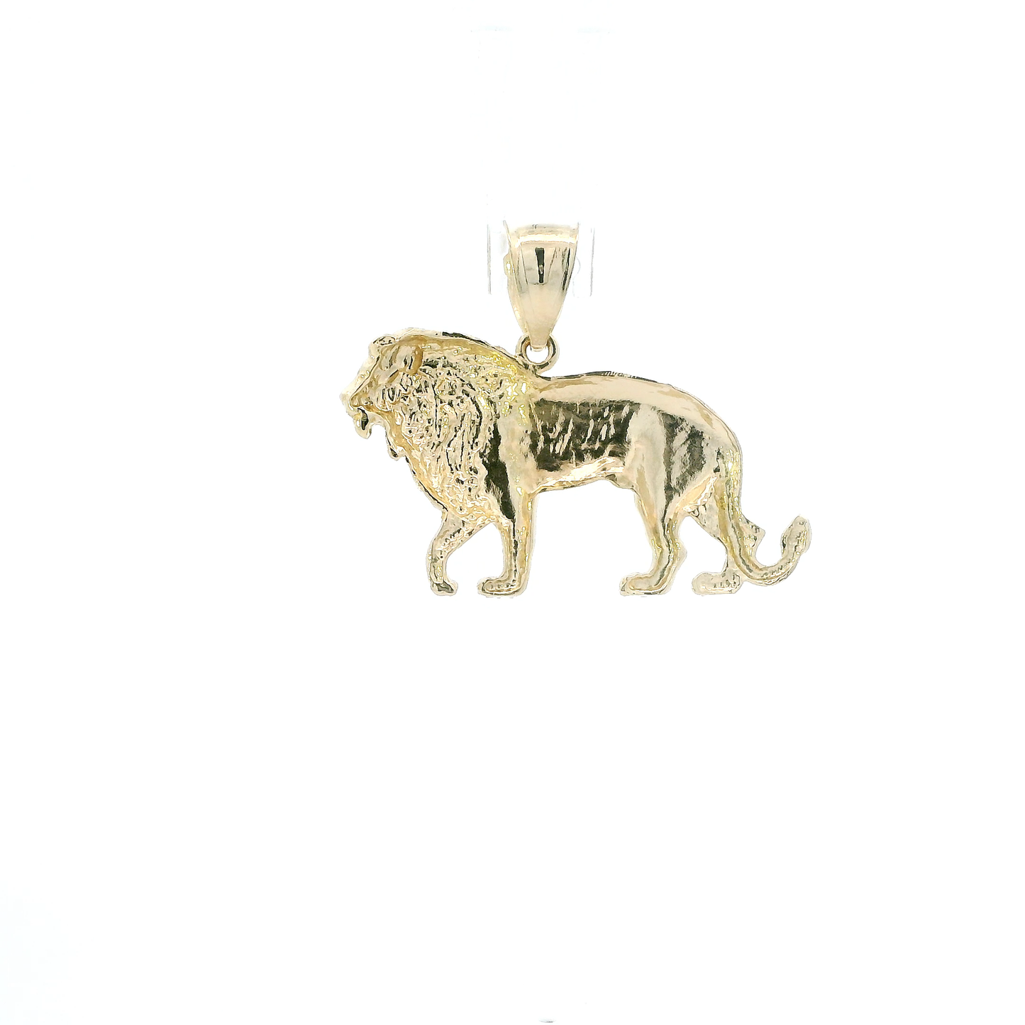 14K Yellow Gold Diamond Cut Lion Pendant