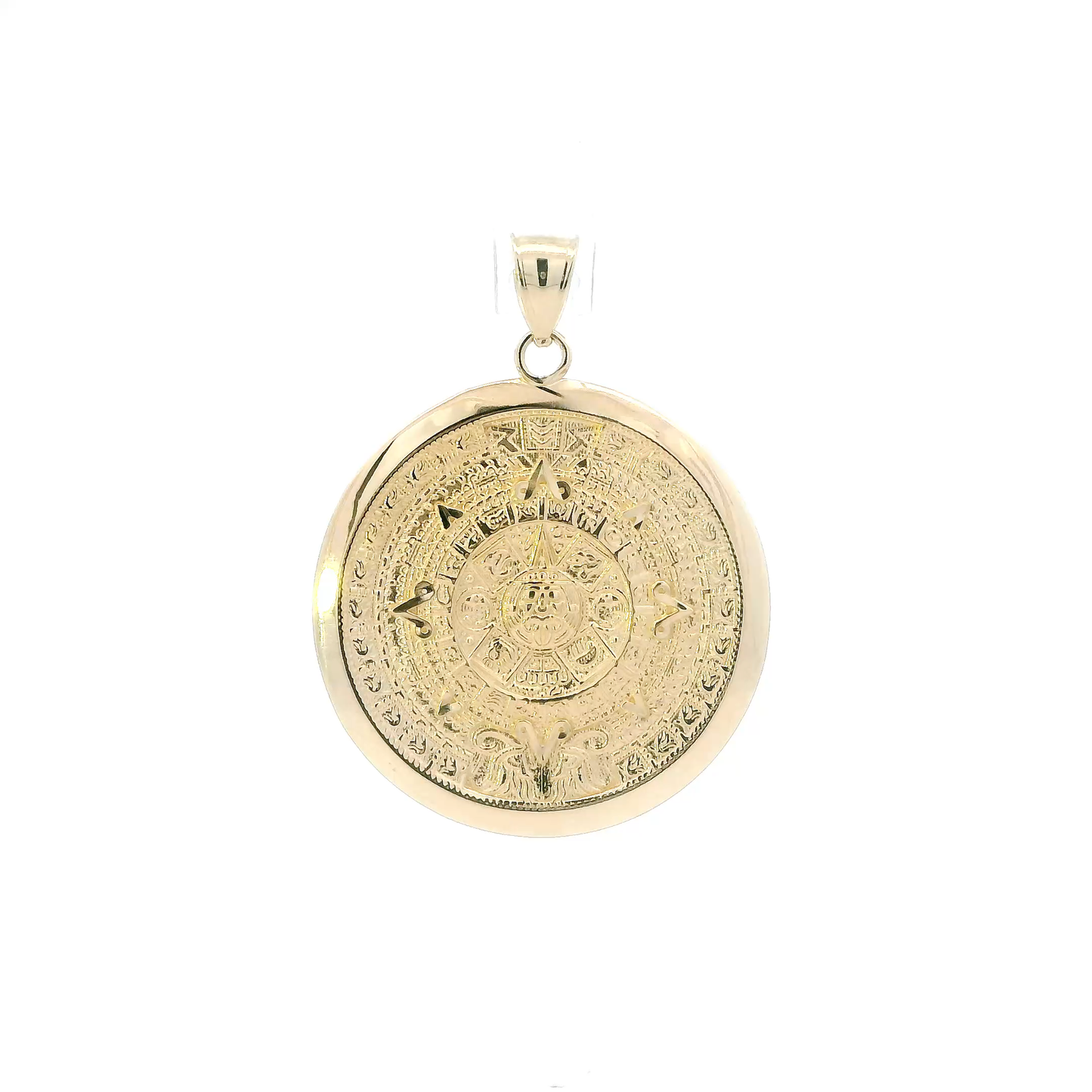 14K Yellow Gold Aztec Calendar Pendant