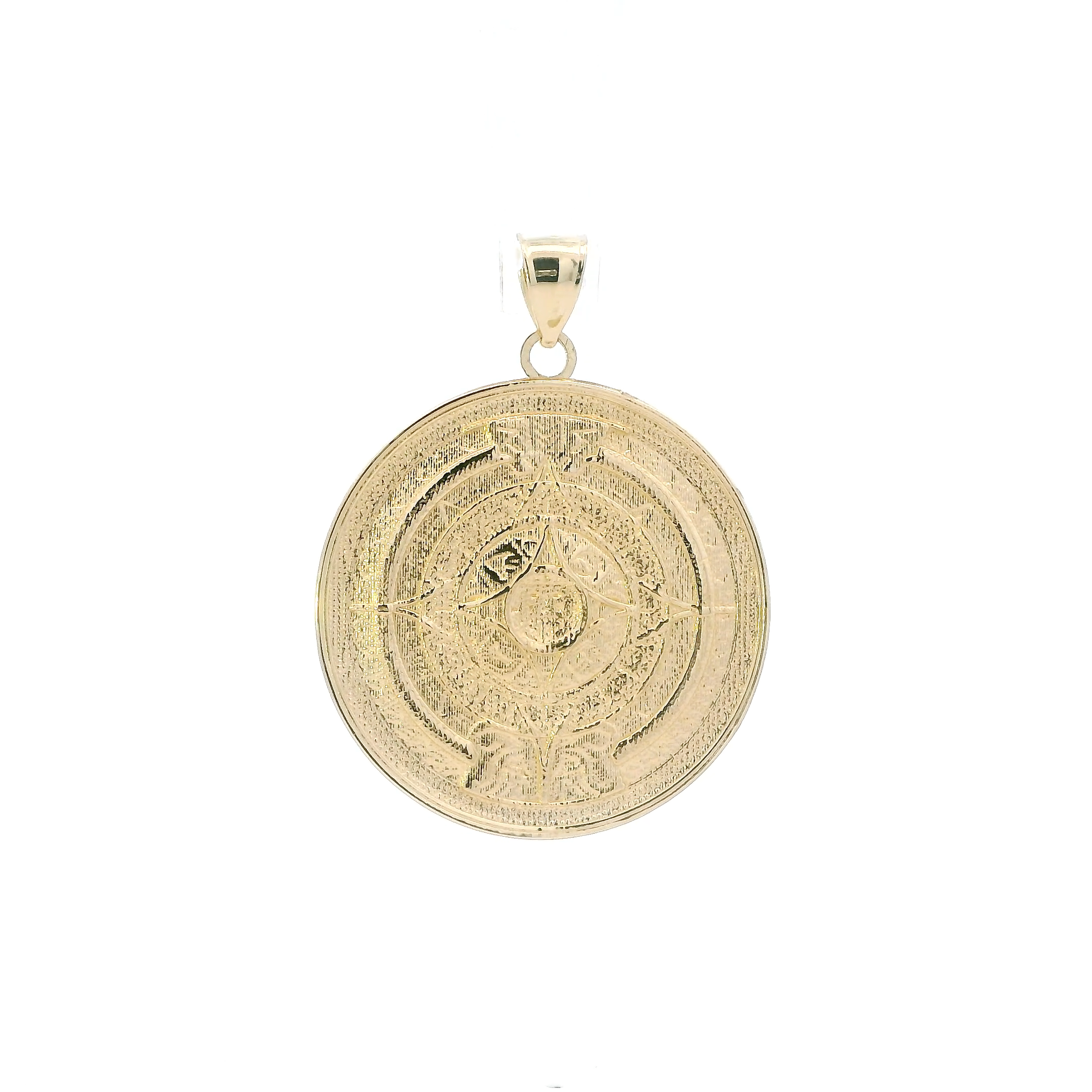 14K Yellow Gold Aztec Calendar Pendant