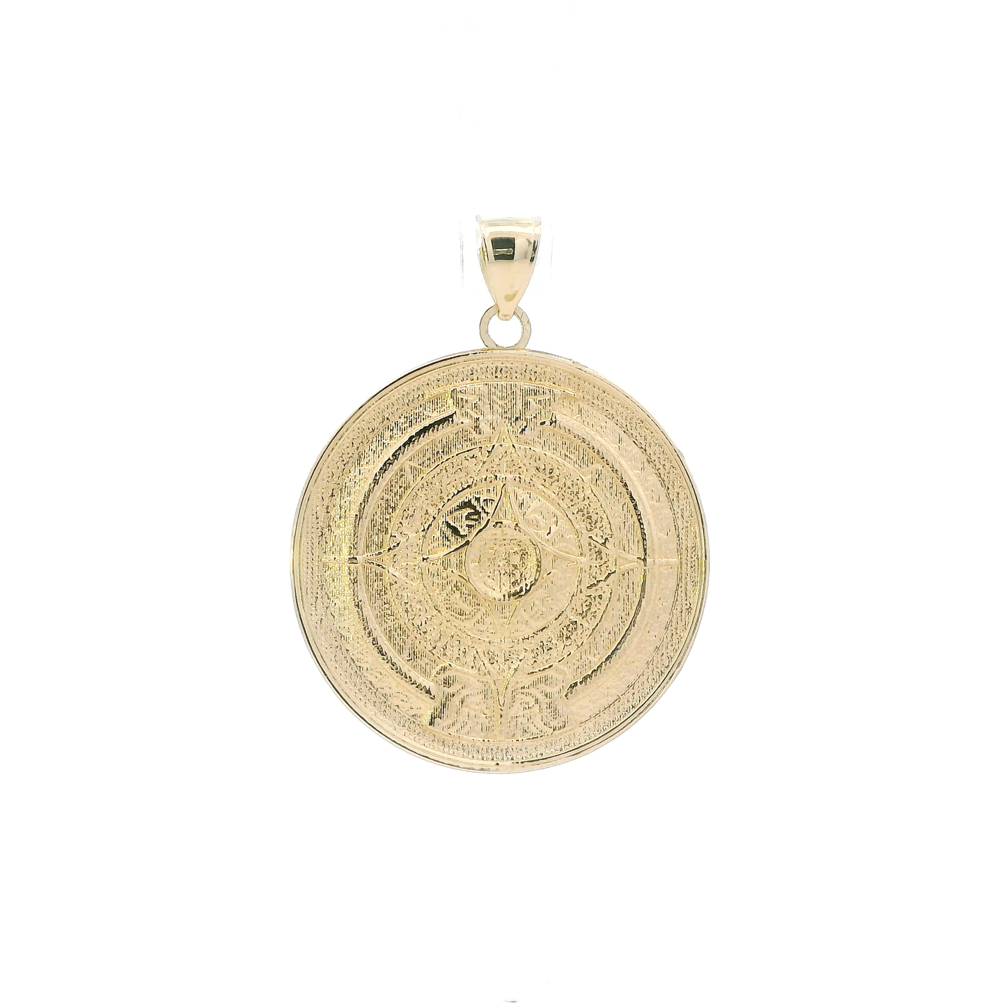 14K Yellow Gold Aztec Calendar Pendant