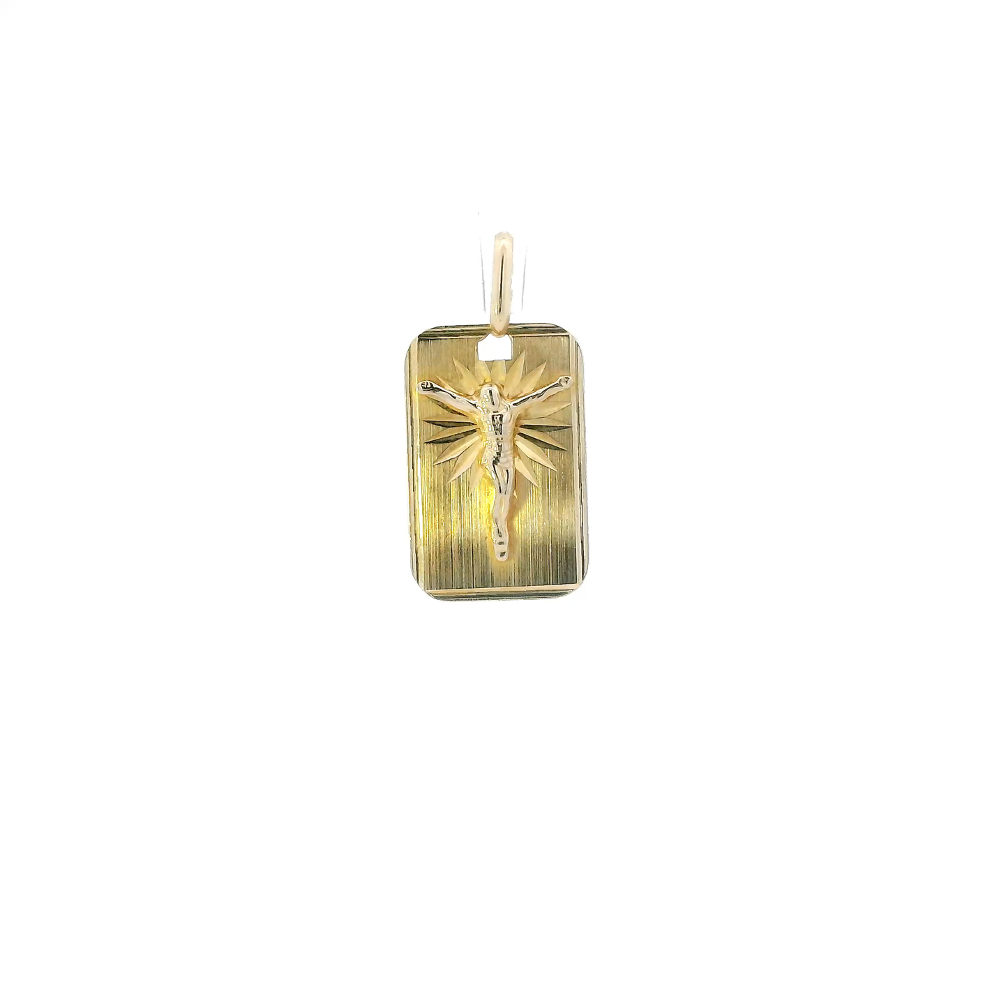 14K Yellow Gold Rectangle Religious Pendant