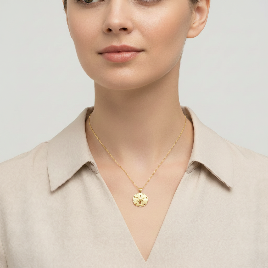 14K Yellow Gold 18.25" Box Chain & Sand Dollar Pendant