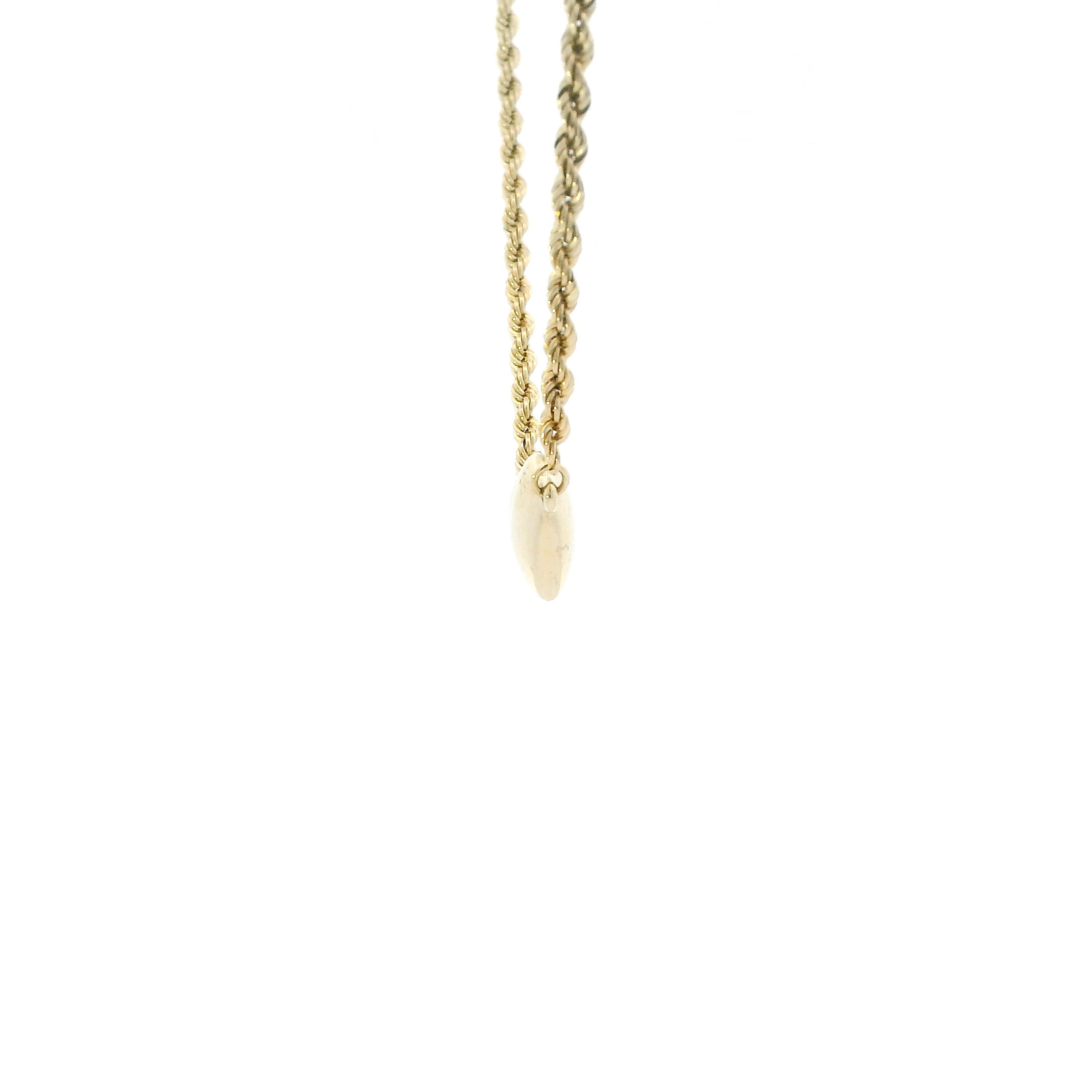 14K Yellow Gold Puff Heart Rope Link Necklace