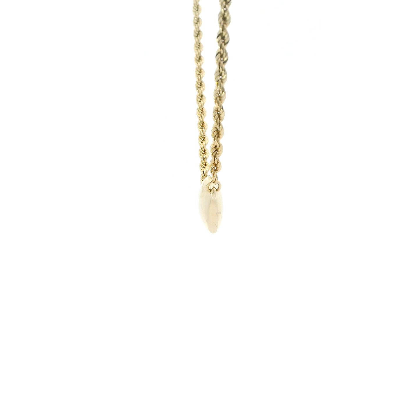 14K Yellow Gold Puff Heart Rope Link Necklace