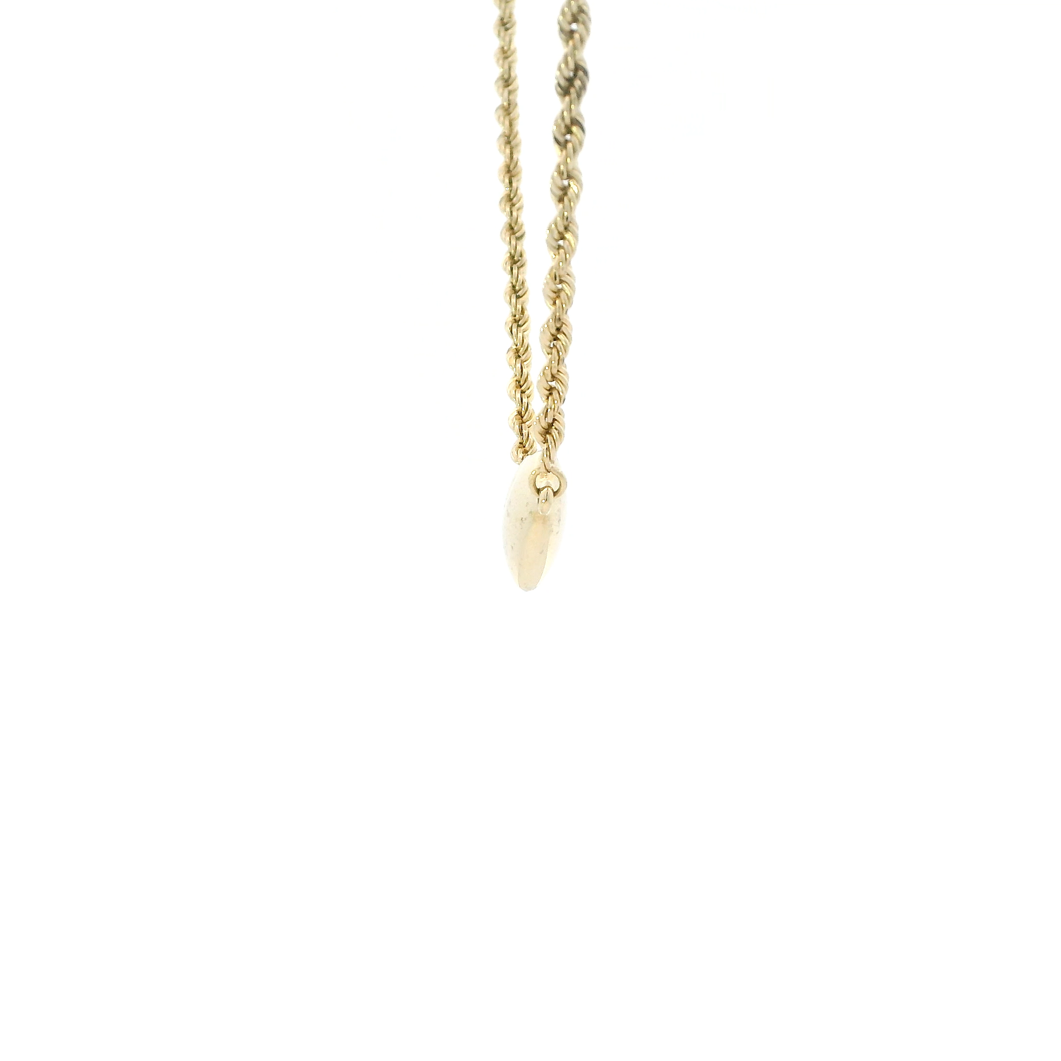 14K Yellow Gold Puff Heart Rope Link Necklace