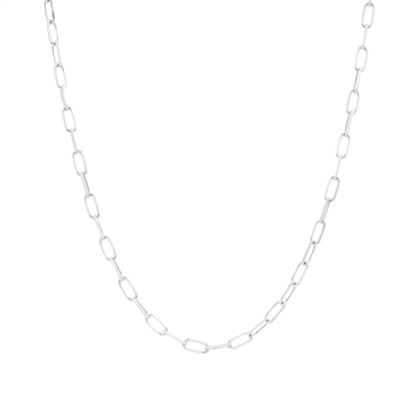 14K White Gold 21.5" Paperclip Chain