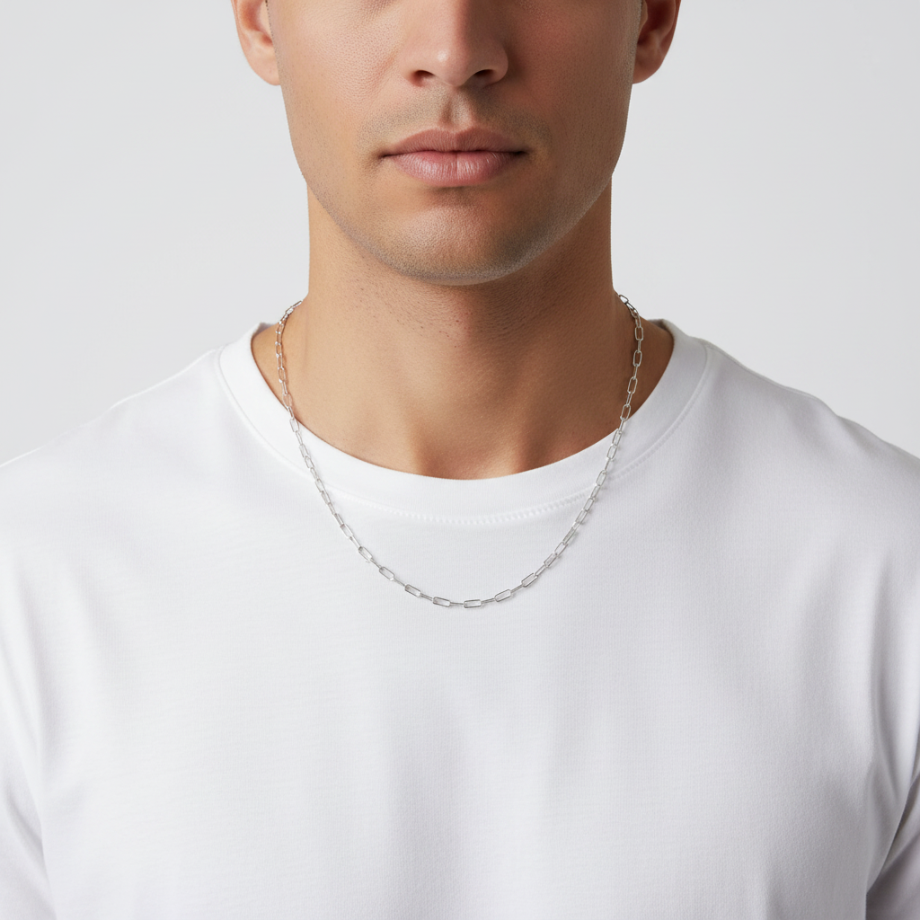 14K White Gold 21.5" Paperclip Chain