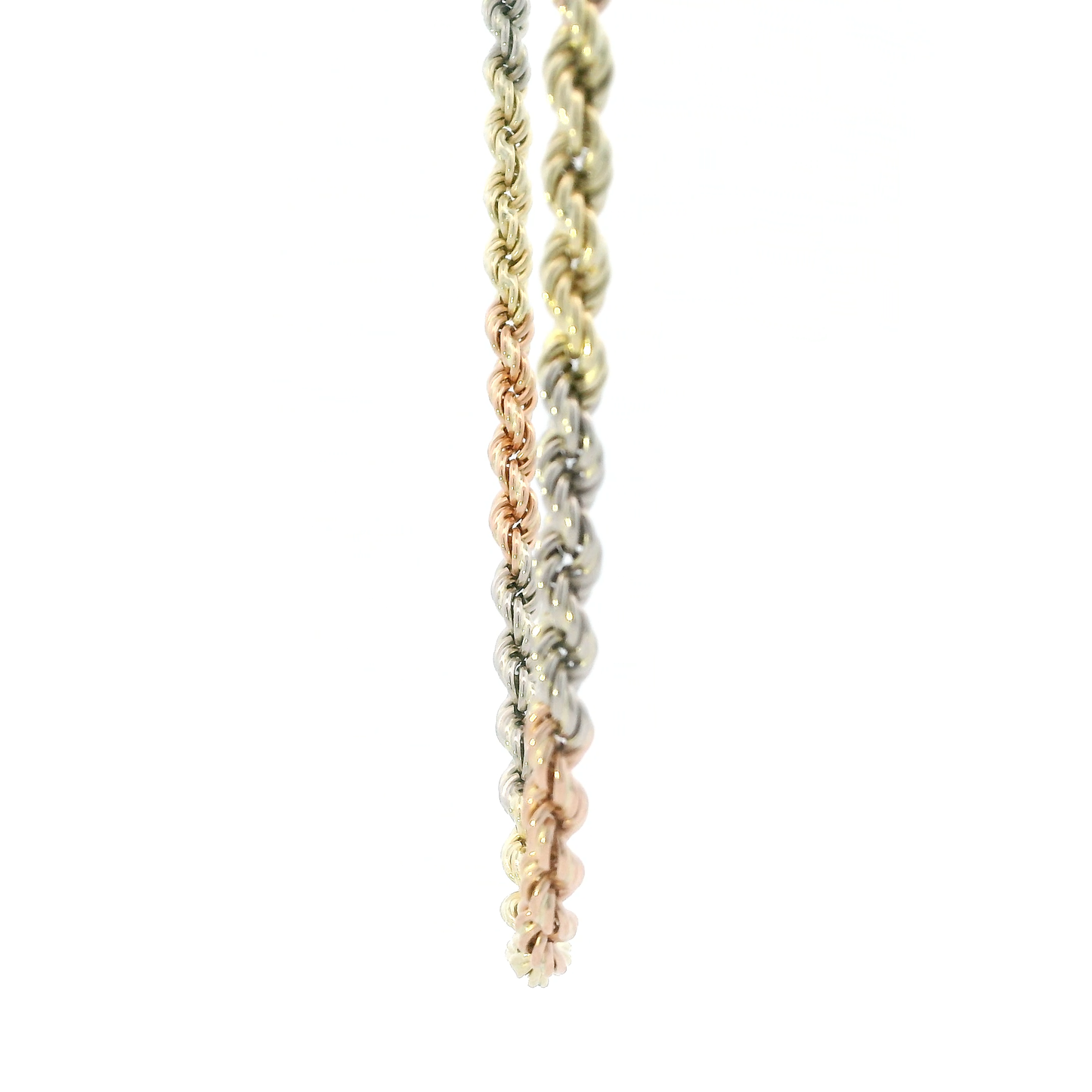 14K Tri Color Gold 23.5" Rope Chain