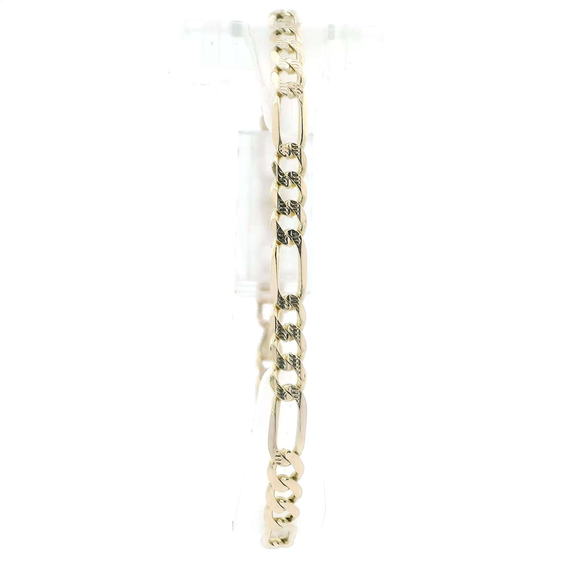 10K Yellow Gold Diamond Cut Figaro Bracelet