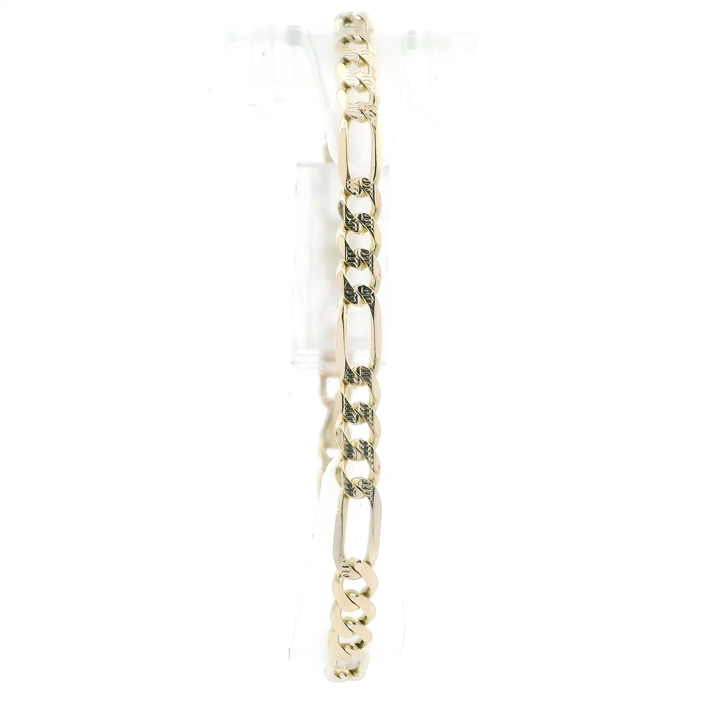 10K Yellow Gold Diamond Cut Figaro Bracelet