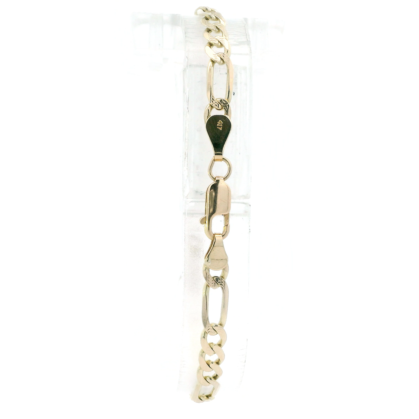 10K Yellow Gold Diamond Cut Figaro Bracelet