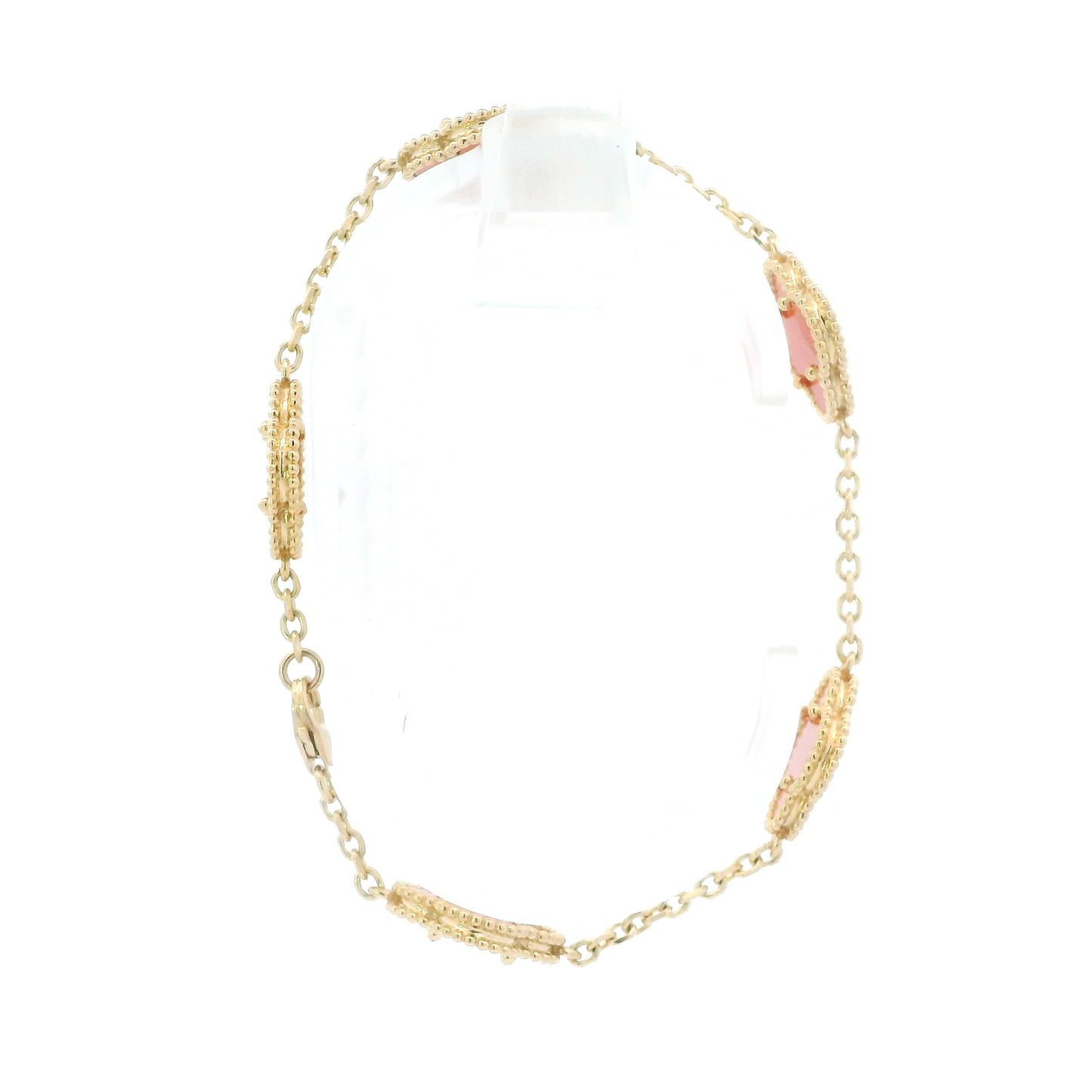 18K Yellow 7" Orange Clover Cable Link Bracelet