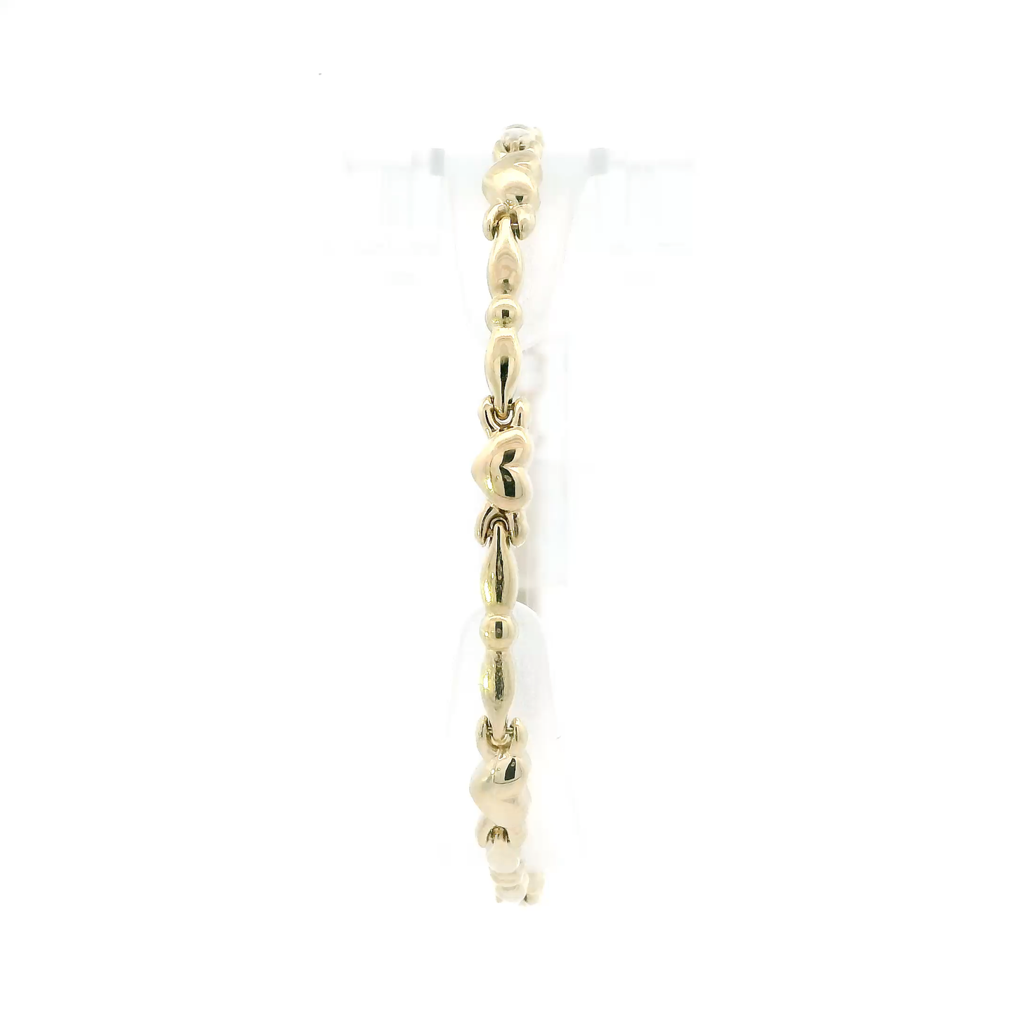 14K Yellow Gold 7" Fancy XO Heart Link Bracelet