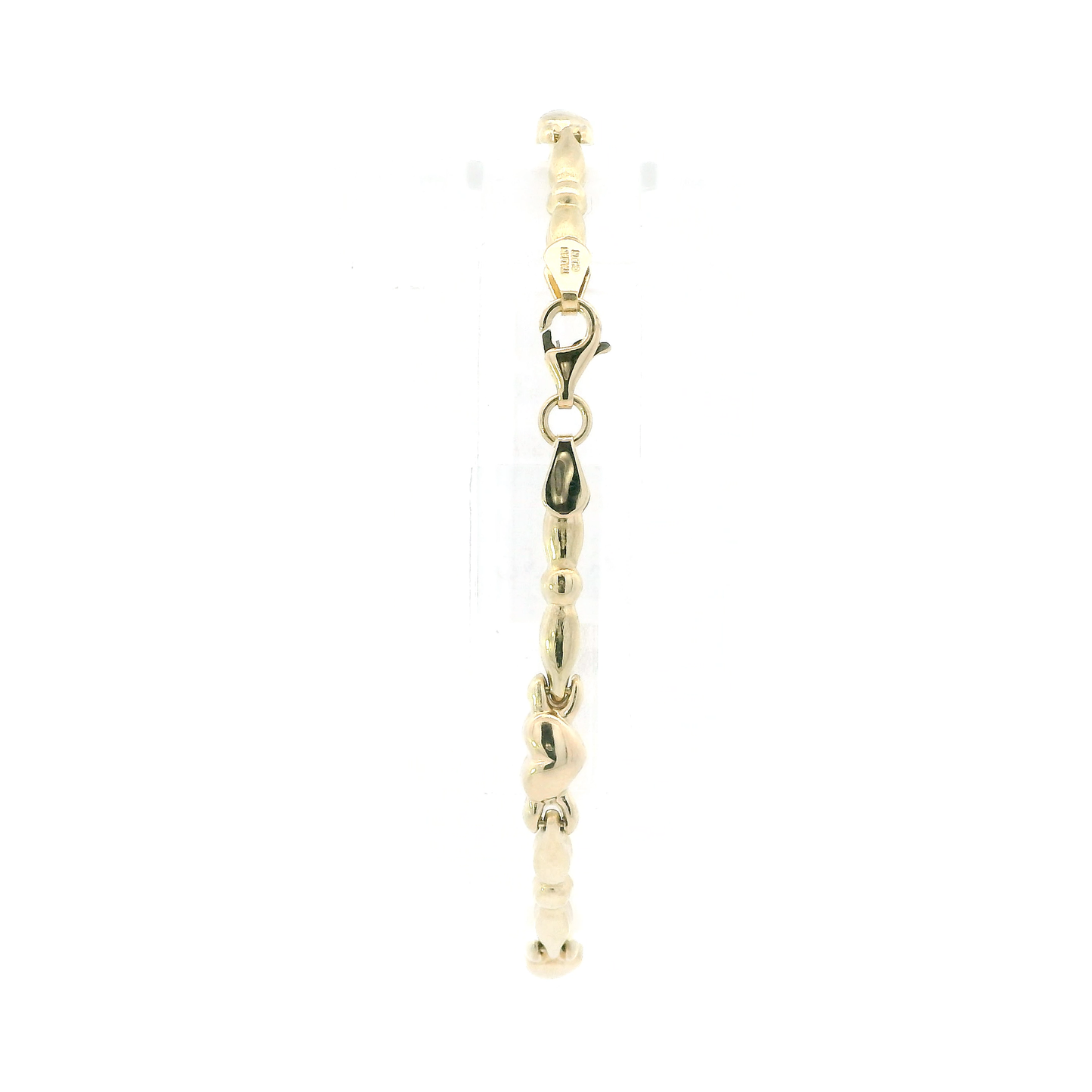 14K Yellow Gold 7" Fancy XO Heart Link Bracelet