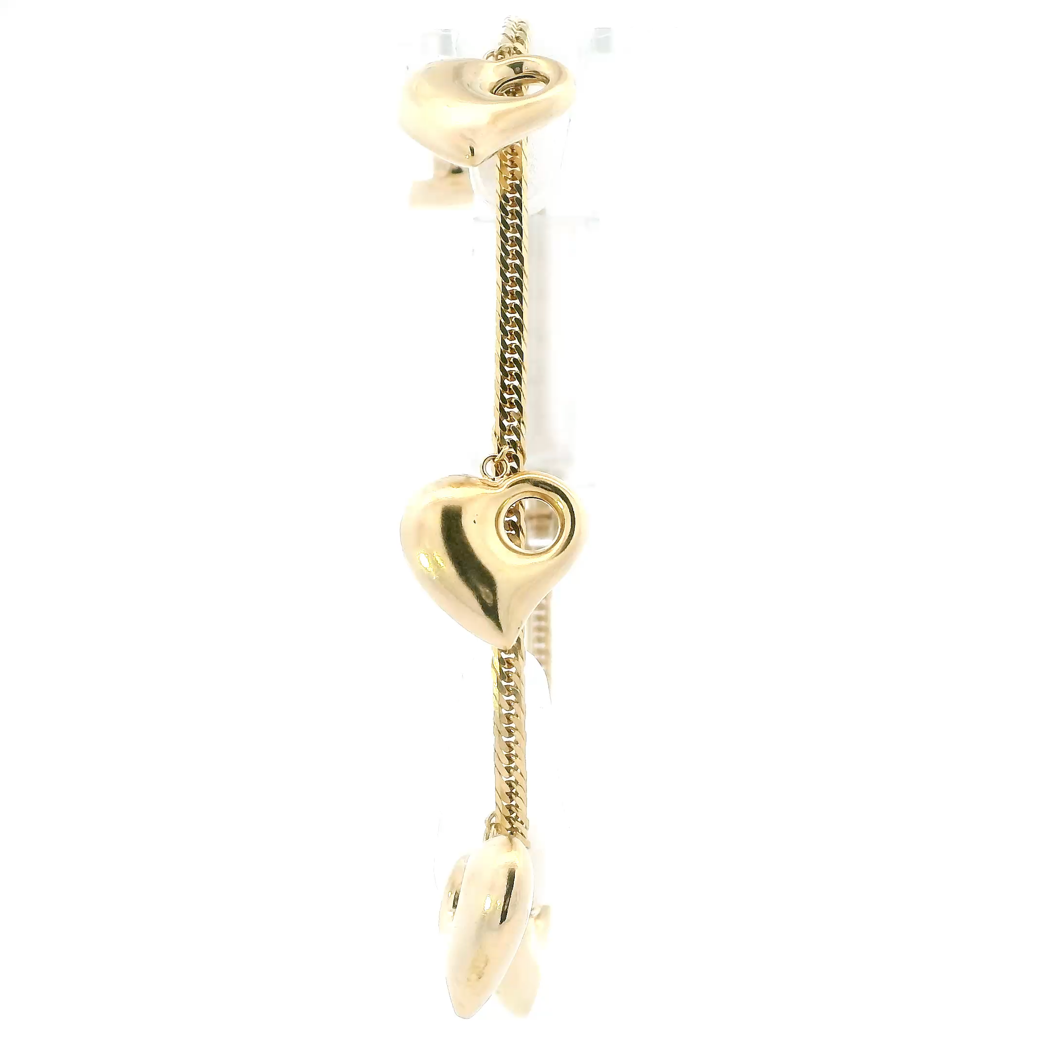 18K Yellow Gold Puff Heart Herringbone Bracelet