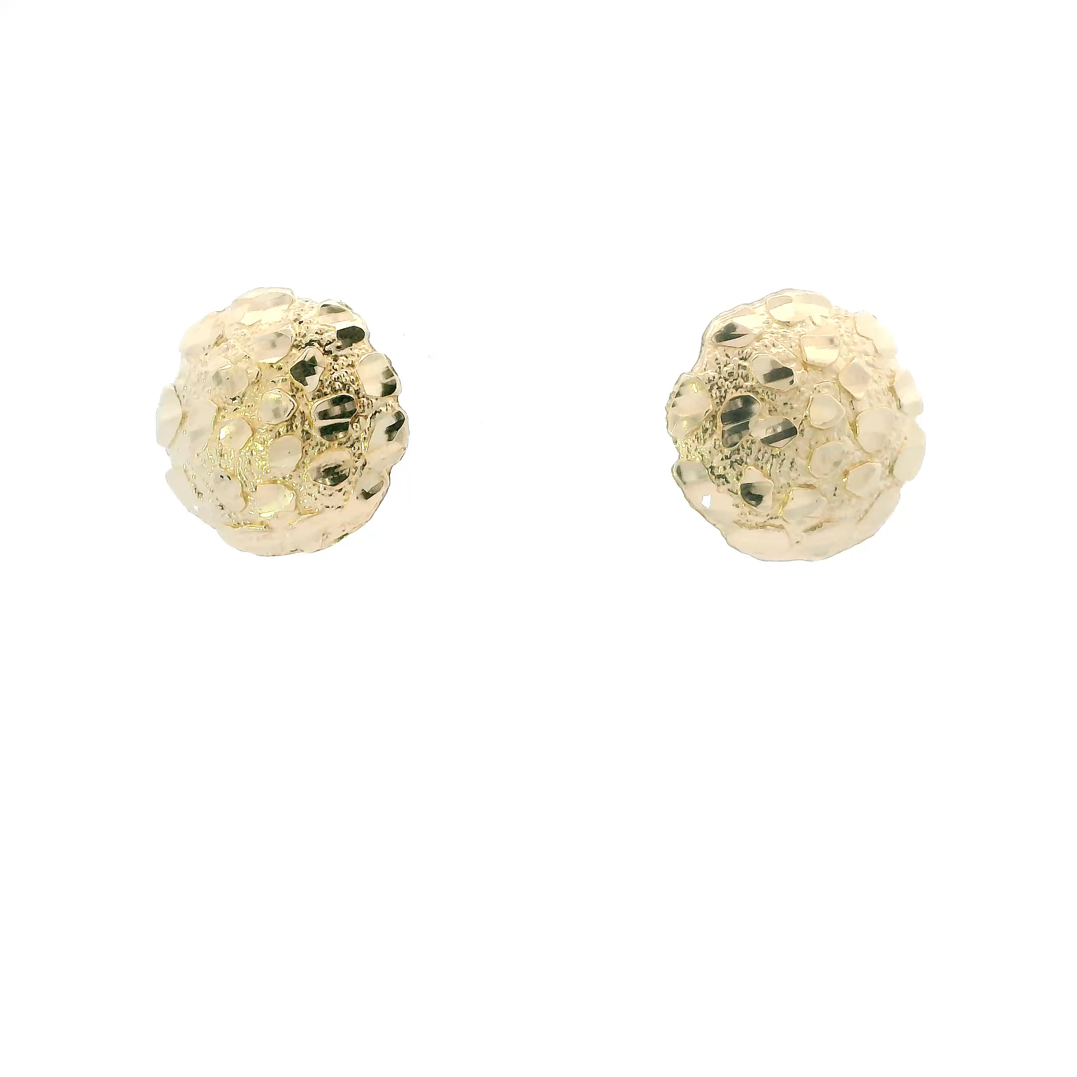 10K Yellow Gold Round Nugget Stud Earrings