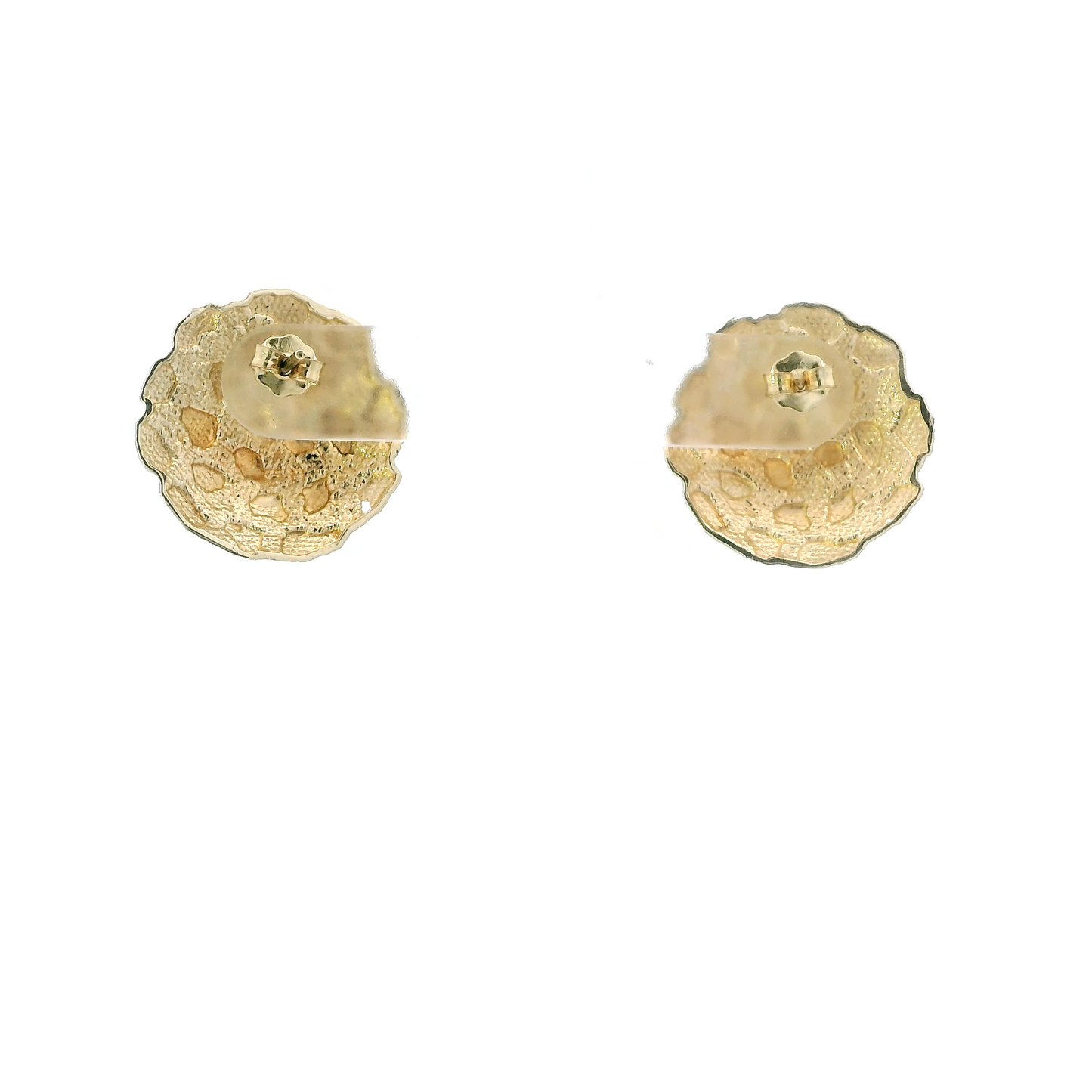 10K Yellow Gold Round Nugget Stud Earrings