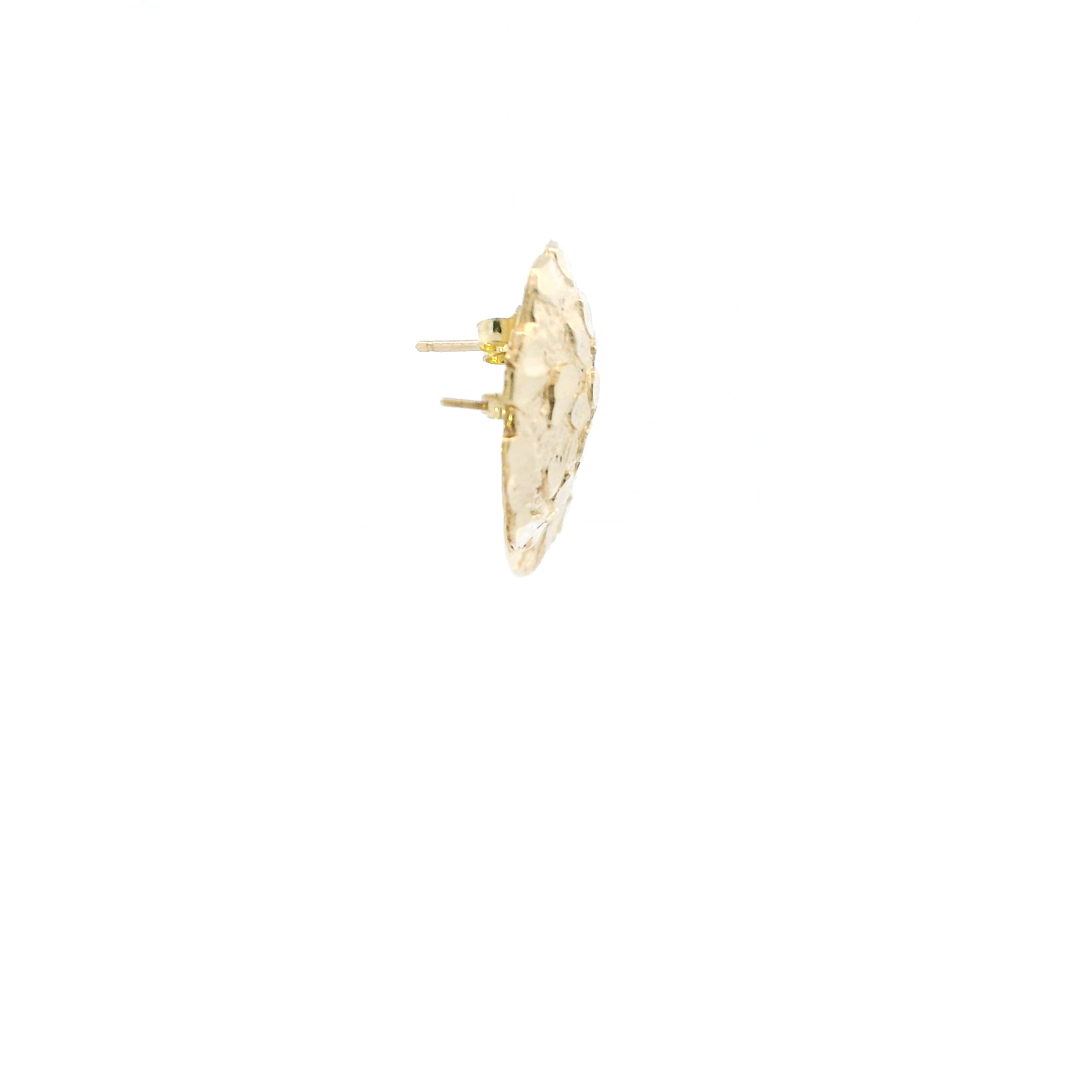 10K Yellow Gold Round Nugget Stud Earrings