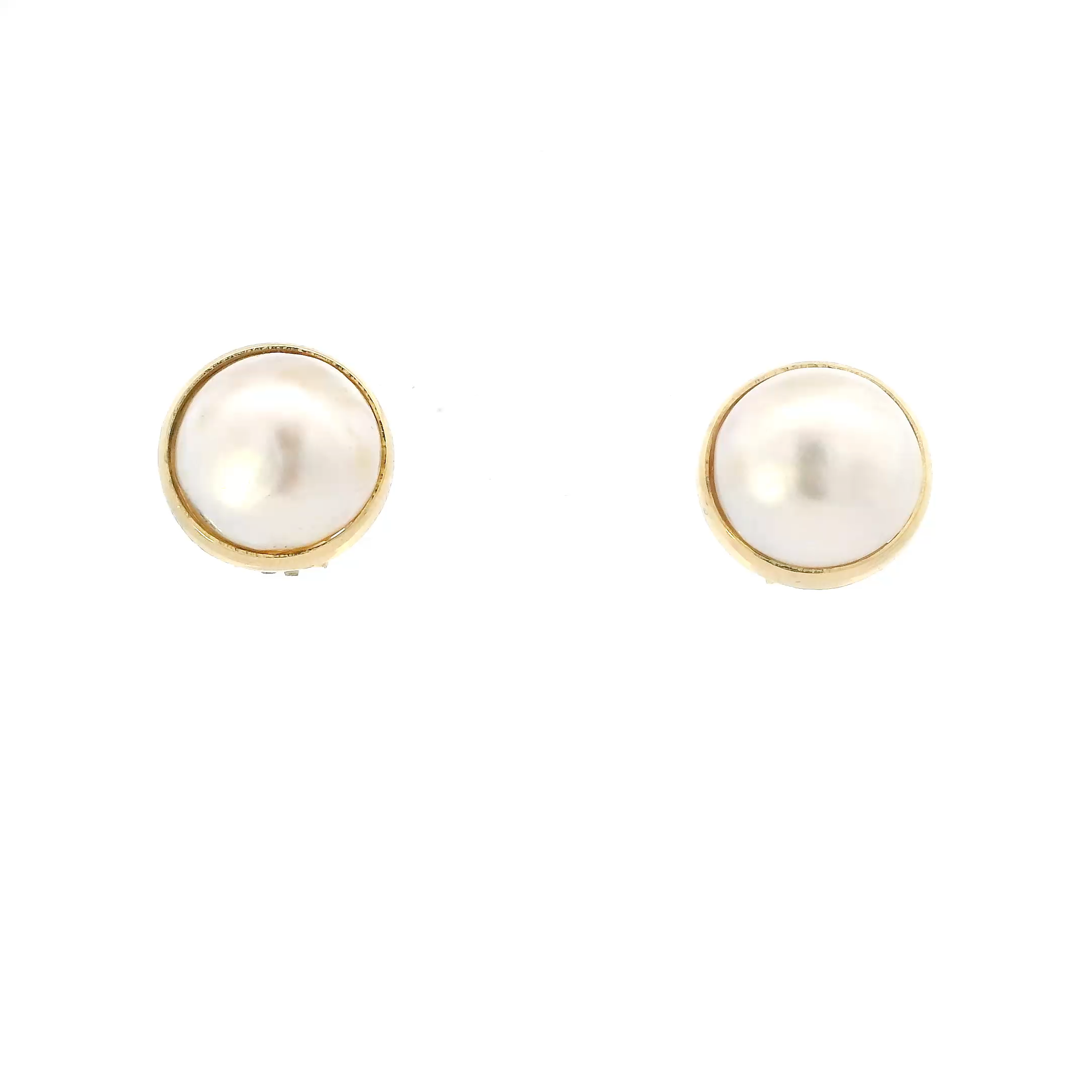 18K Yellow Gold Mabe Pearl Clip Earrings